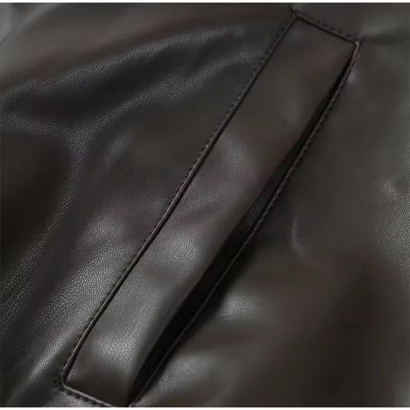 Other Streetwear Brown PU Leather Zipper Jacket Vintage Retro Size M / US 6-8 / IT 42-44 - 8 Thumbnail
