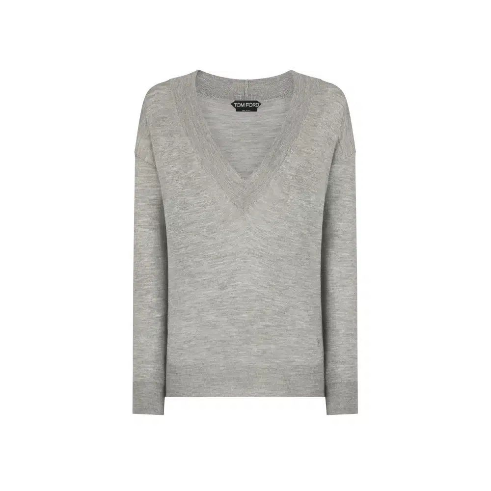 Tom Ford o1loc1c1024 MAK912 V-Neck Sweater in Grey Size XXS / US 00 / IT 34 - 1 Thumbnail