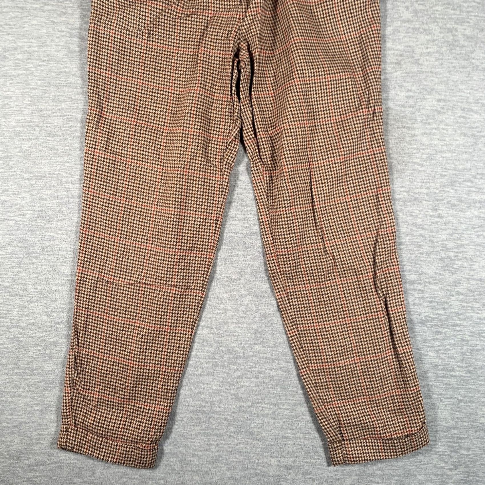 Vintage VINTAGE Calvin Klein Sports/Petite Pants Women 8 Brown Check Tapered Cuffed 80s Size 30" / US 8 / IT 44 - 3 Thumbnail