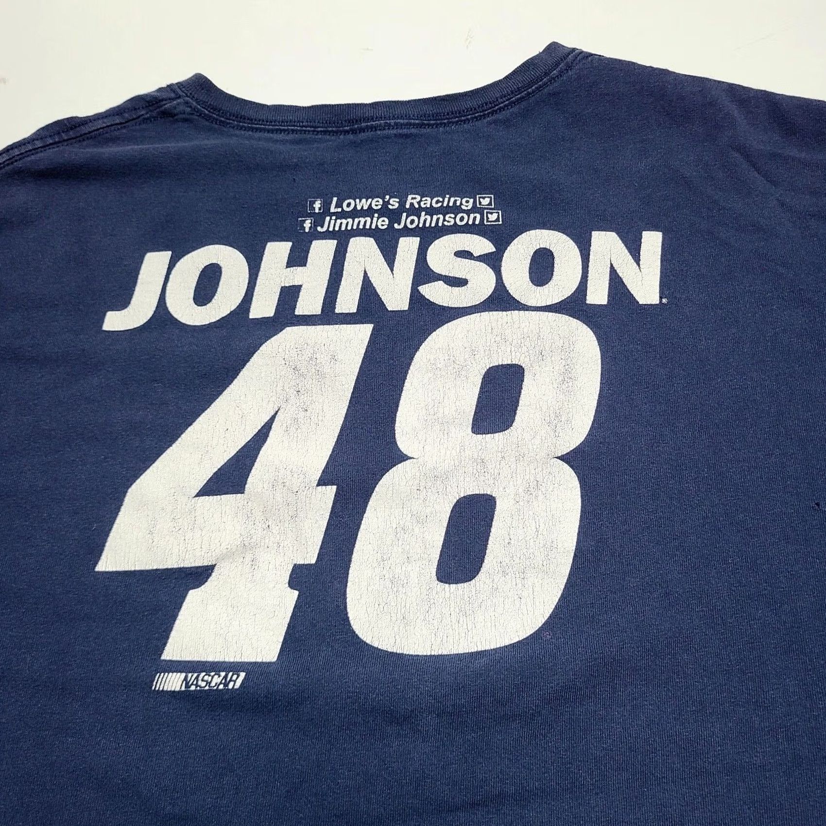 NASCAR Jimmie Johnson #48 Hendrick Motorsports Double-Sided T-Shirt 3XL Distressed Mens Blue Crew Neck Short Sleeve Nascar Size US XXL / EU 58 / 5 - 3 Thumbnail