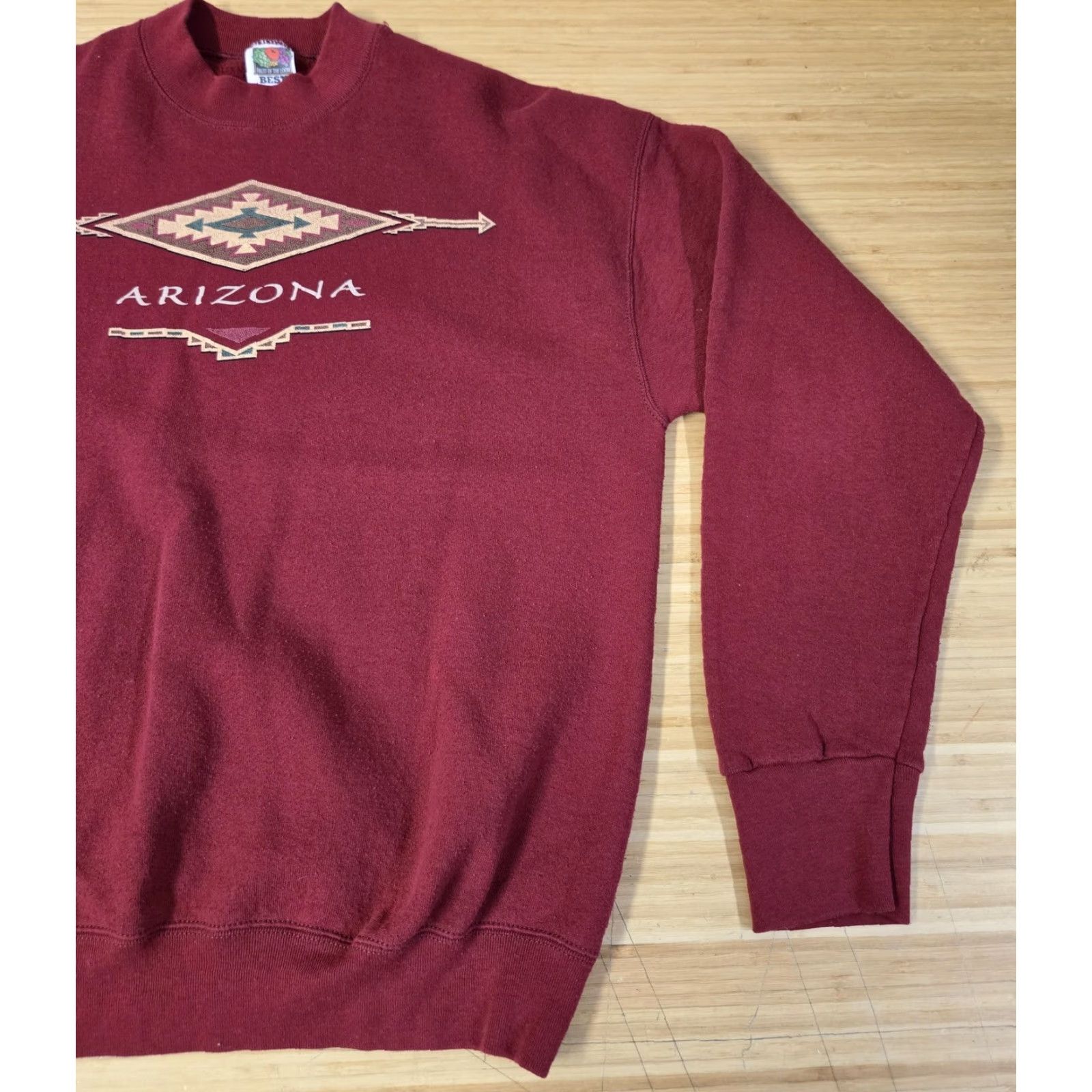 Fruit Of The Loom VINTAGE Fruit of the Loom Sweatshirt Mens Large Burgundy Arizona Crewneck 90s Size US L / EU 52-54 / 3 - 2 Thumbnail