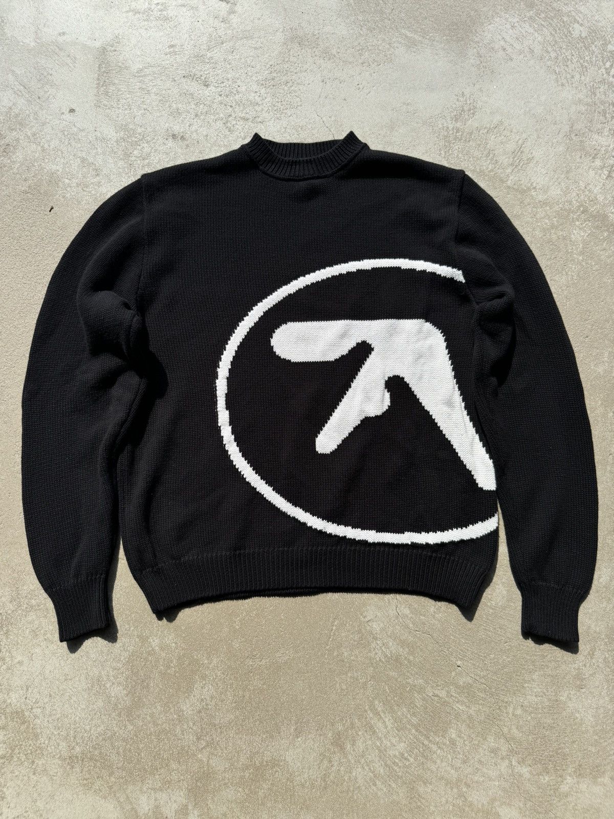 Pre-owned Vintage Y2k Aphex Twin Knit Logo Sweater In Black