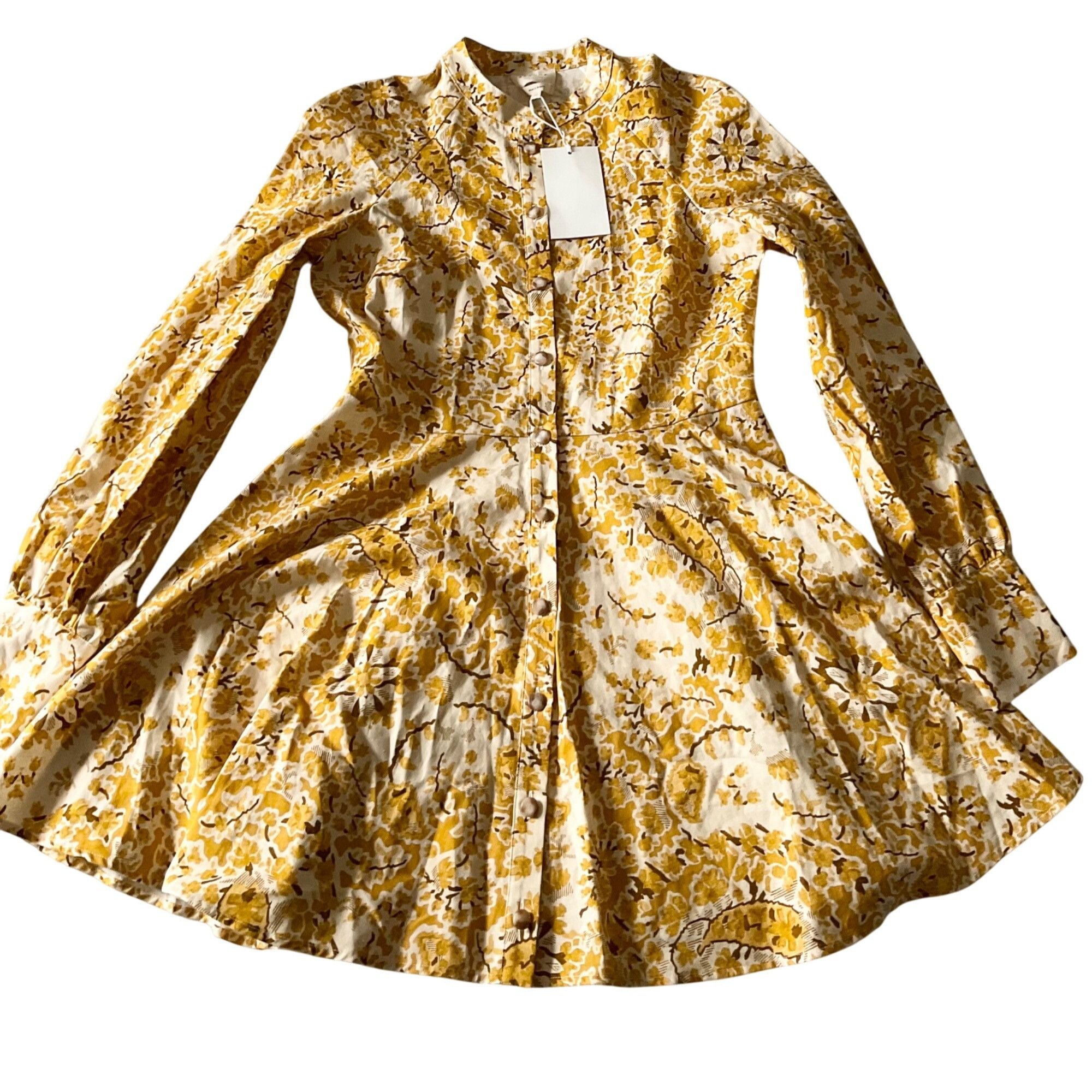 Sezane NWT Sezane caprice dress alcazar yellow floral linen sz40 bu Size M / US 6-8 / IT 42-44 - 2 Thumbnail