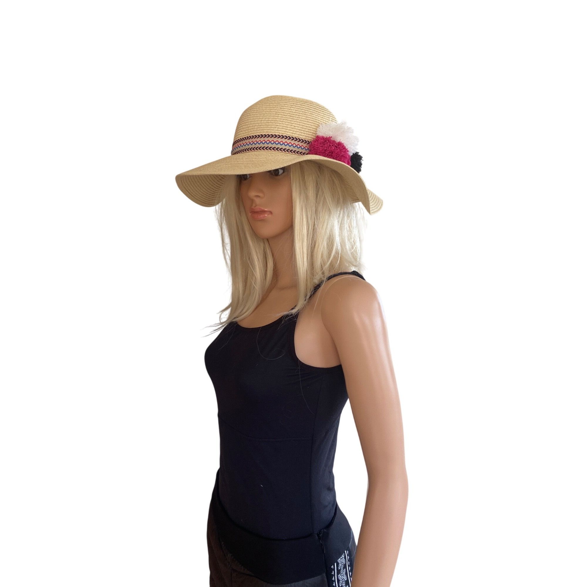 Other NWOT INC International Concepts Pom-Pom Floppy Hat Natural O Size ONE SIZE - 3 Thumbnail