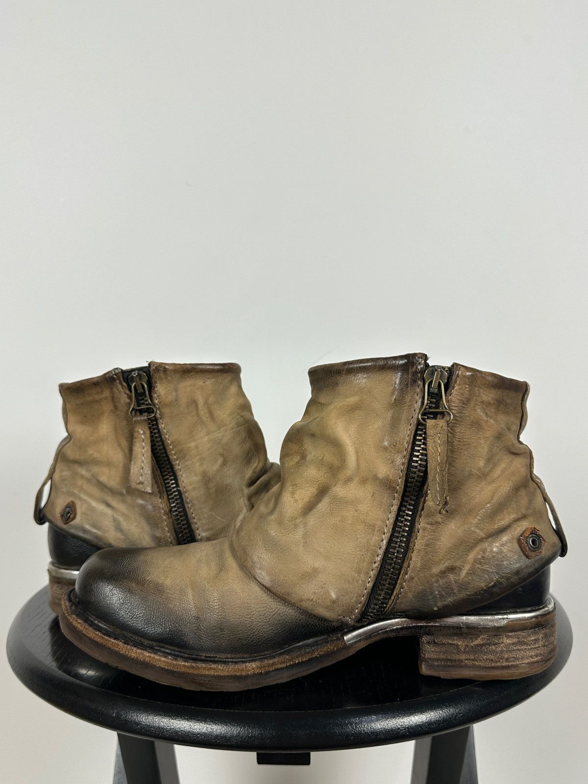 A.S.98 A.S.98. Airstep Distressed Leather Biker Ankle Boots Size US 6 / IT 36 - 10 Thumbnail