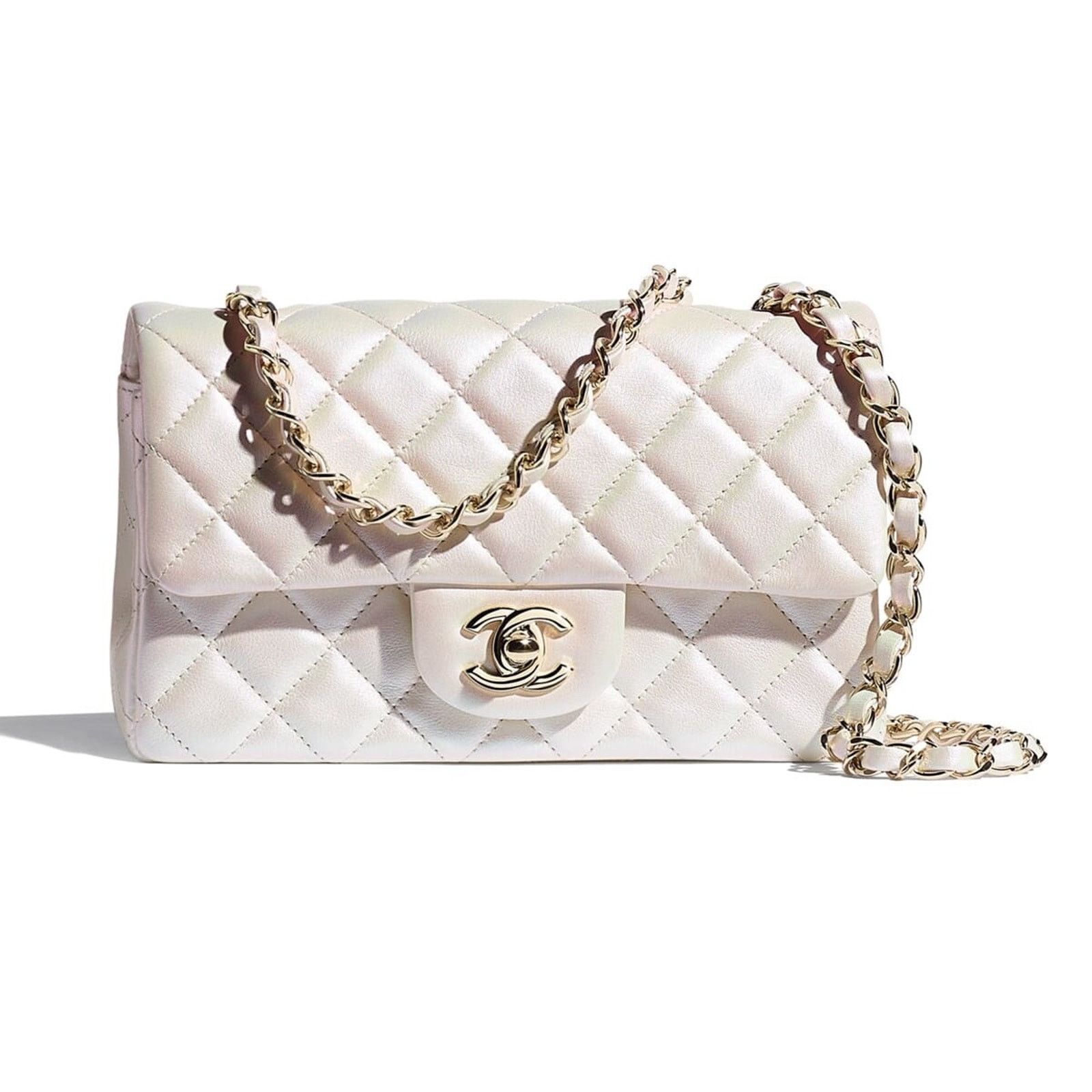 Chanel Chanel White Mini Flap CC Quilted Chain Crossbody Bag Size ONE SIZE - 1 Thumbnail