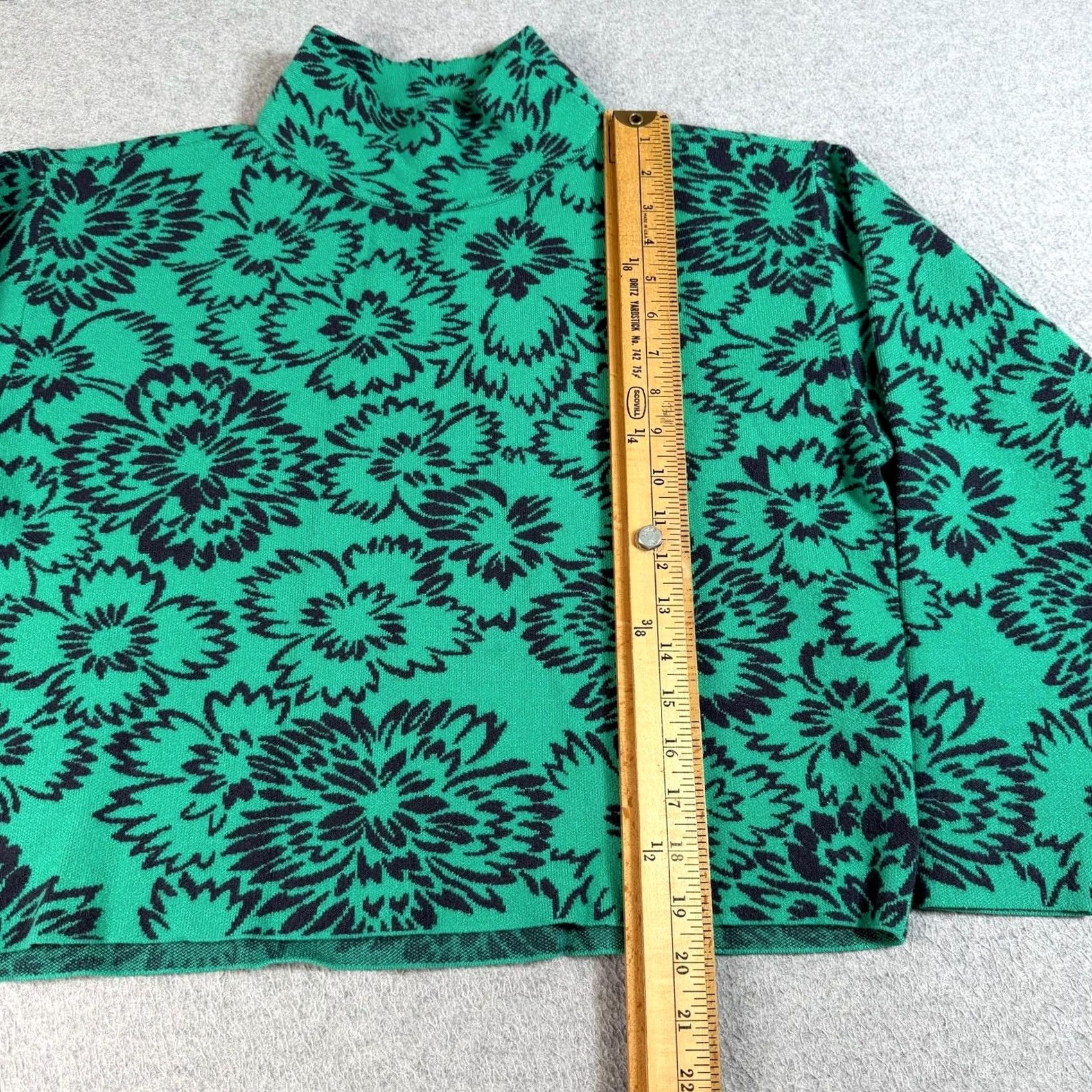Vintage Maeve by Anthropologie Sweater Women XS Green Mock Neck Floral Knit Pullover Bohemian Size XS / US 0-2 / IT 36-38 - 6 Thumbnail