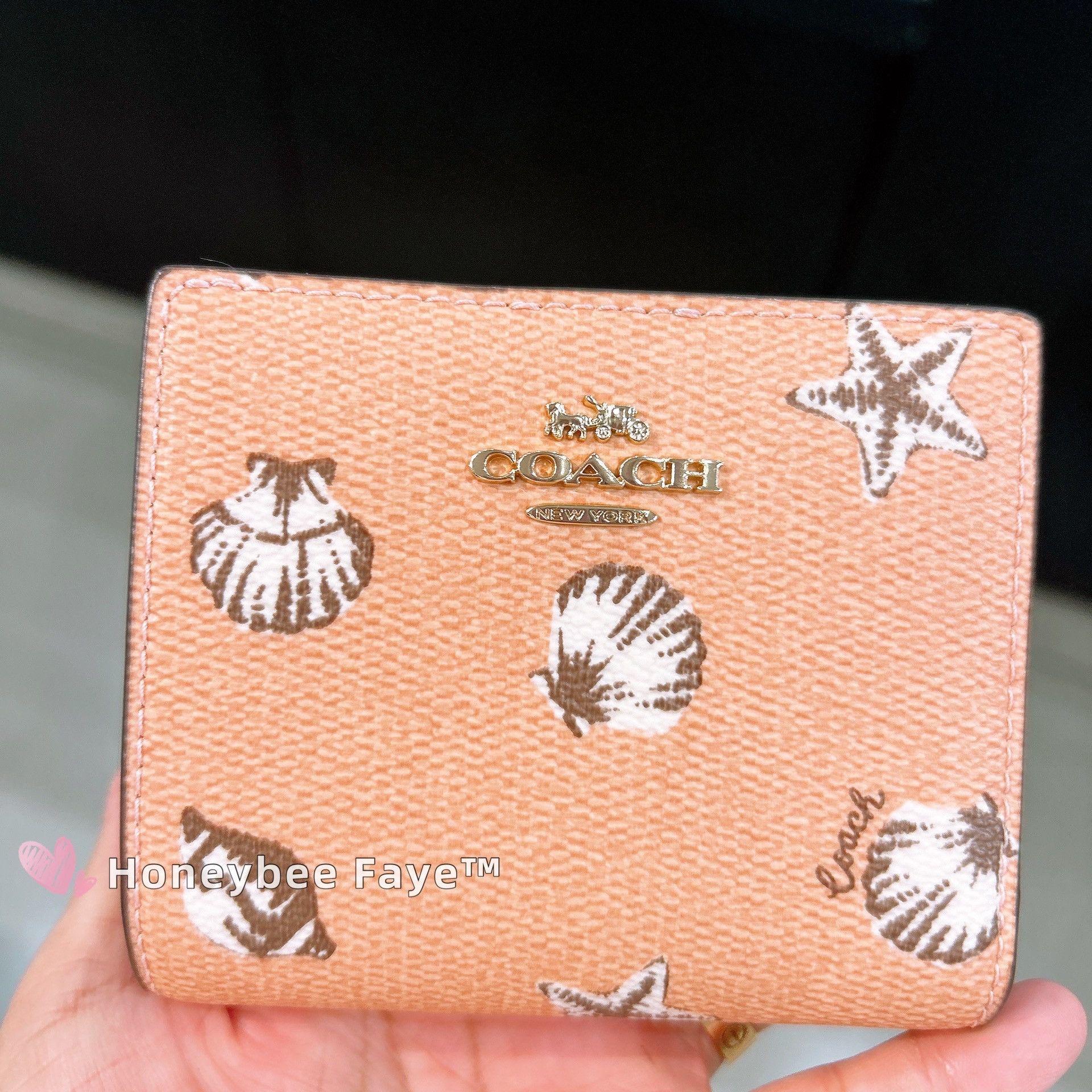 Coach Snap Wallet Coral Sunrise Shell Printed Canvas CBO73 Size ONE SIZE - 1 Thumbnail