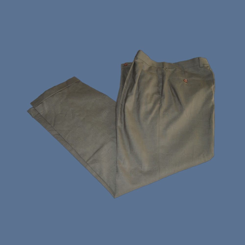 Ralph Lauren Ralph Lauren Men's Dress Pants Gray 34/32 Windowpane Polyester Blend Pleated Regular Straight Rise Mid-Season Logo Preppy Mens Trousers Size US 34 / EU 50 - 1 Thumbnail