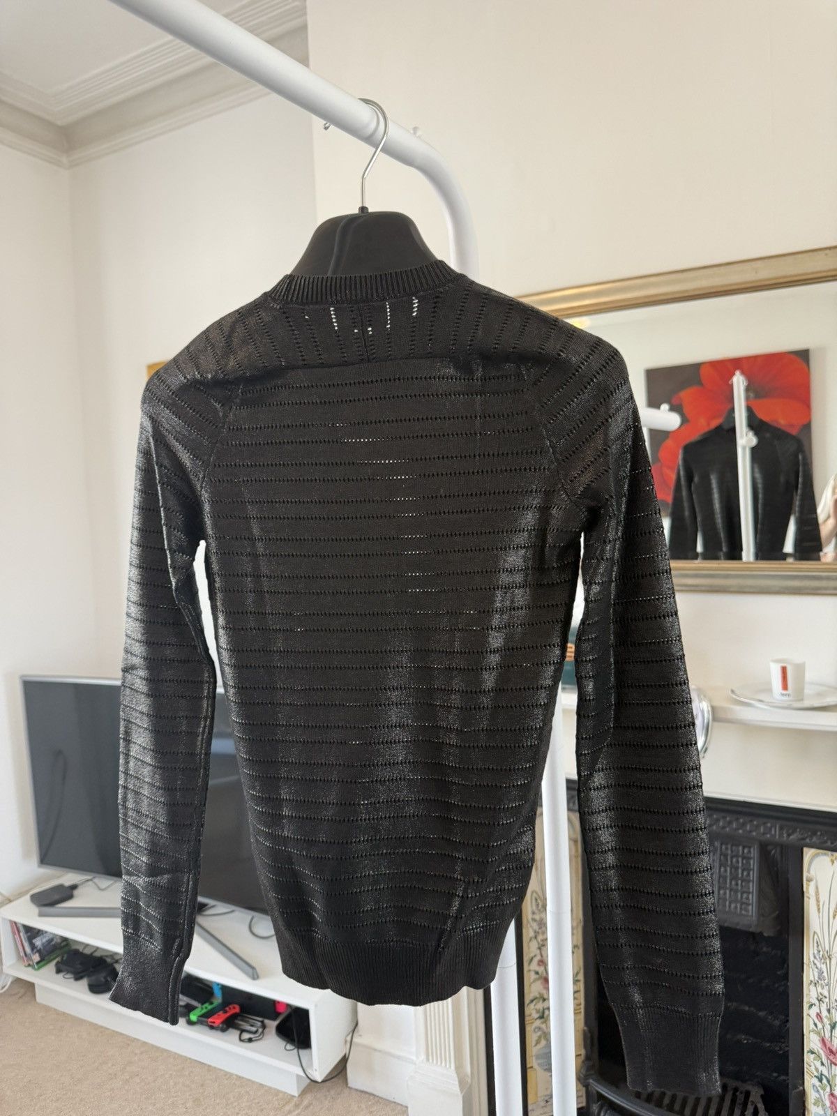 Saint Laurent Paris Saint Laurent Shiny Black Striped Sweater Size XS / US 0-2 / IT 36-38 - 5 Thumbnail