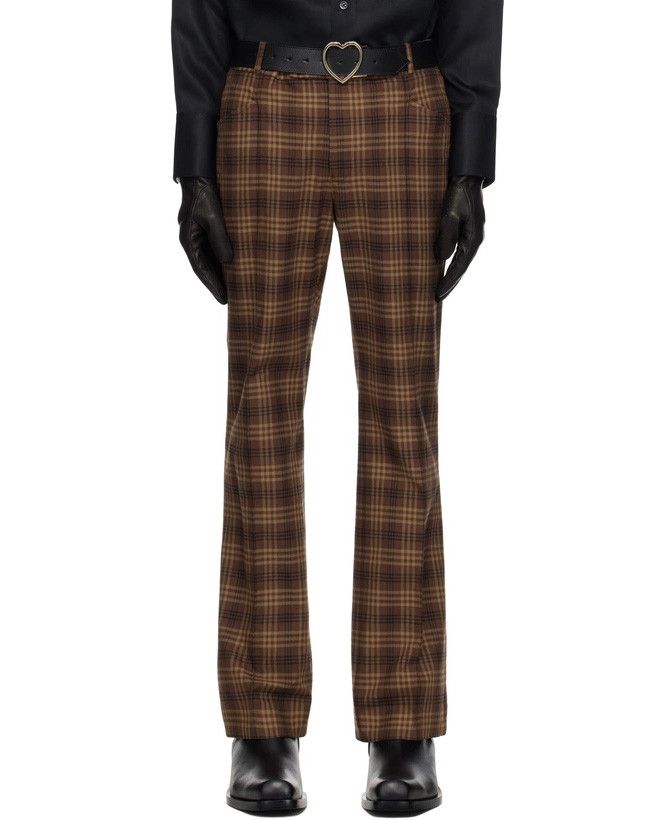 Ernest W. Baker Red Tartan Flare Trousers Size US 34 / EU 50 - 1 Thumbnail