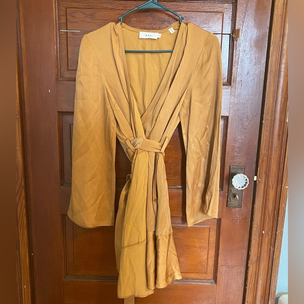 A.L.C. A.L.C. Whitney wrap silk dress in caramel gold yellow Size XS / US 0-2 / IT 36-38 - 4 Thumbnail