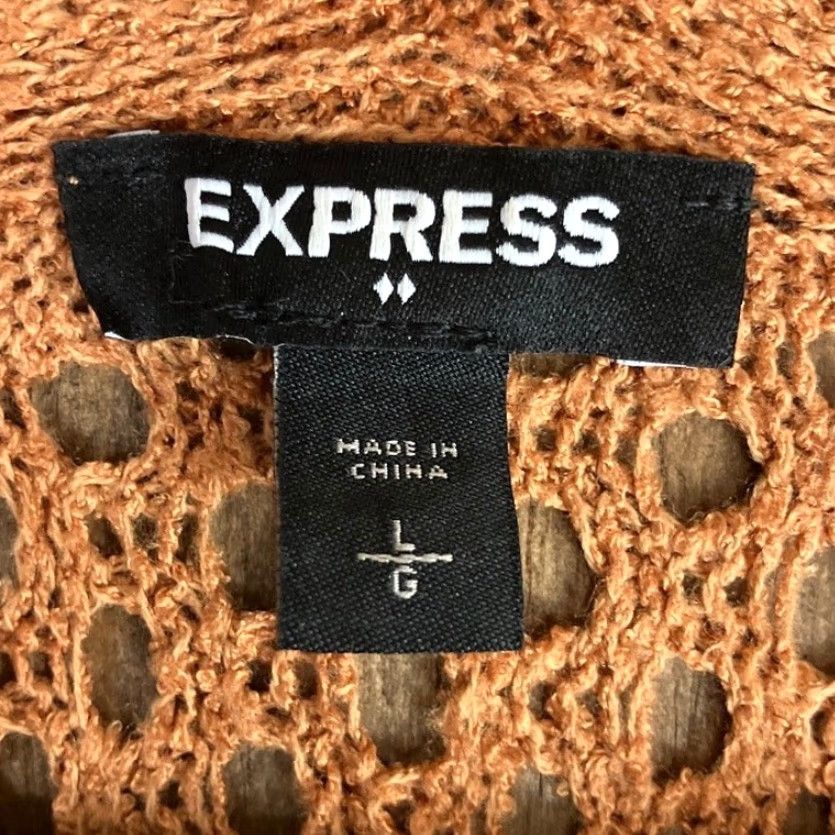 Express Express Sweater Women Orange Boat Neck Open Knit Long Sleeve Cotton Blend Large Size L / US 10 / IT 46 - 6 Thumbnail