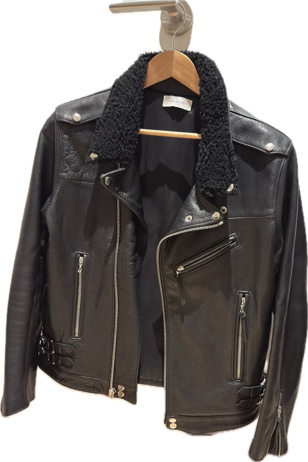 John Elliott John Elliott Shearling-Collar Leather Biker Jacket - rare Size US M / EU 48-50 / 2 - 4 Thumbnail
