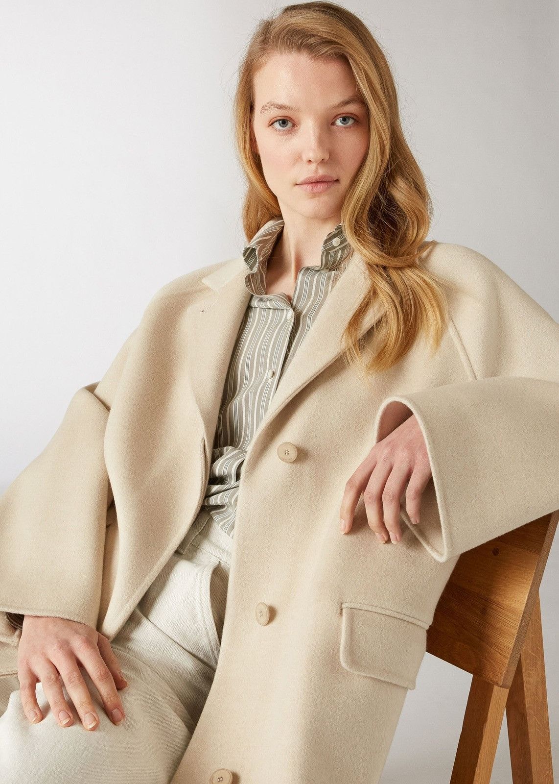 Loro Piana o1srvl11e0824 Ortiz Cashmere Coat in Ivory Size XL / US 12-14 / IT 48-50 - 4 Thumbnail