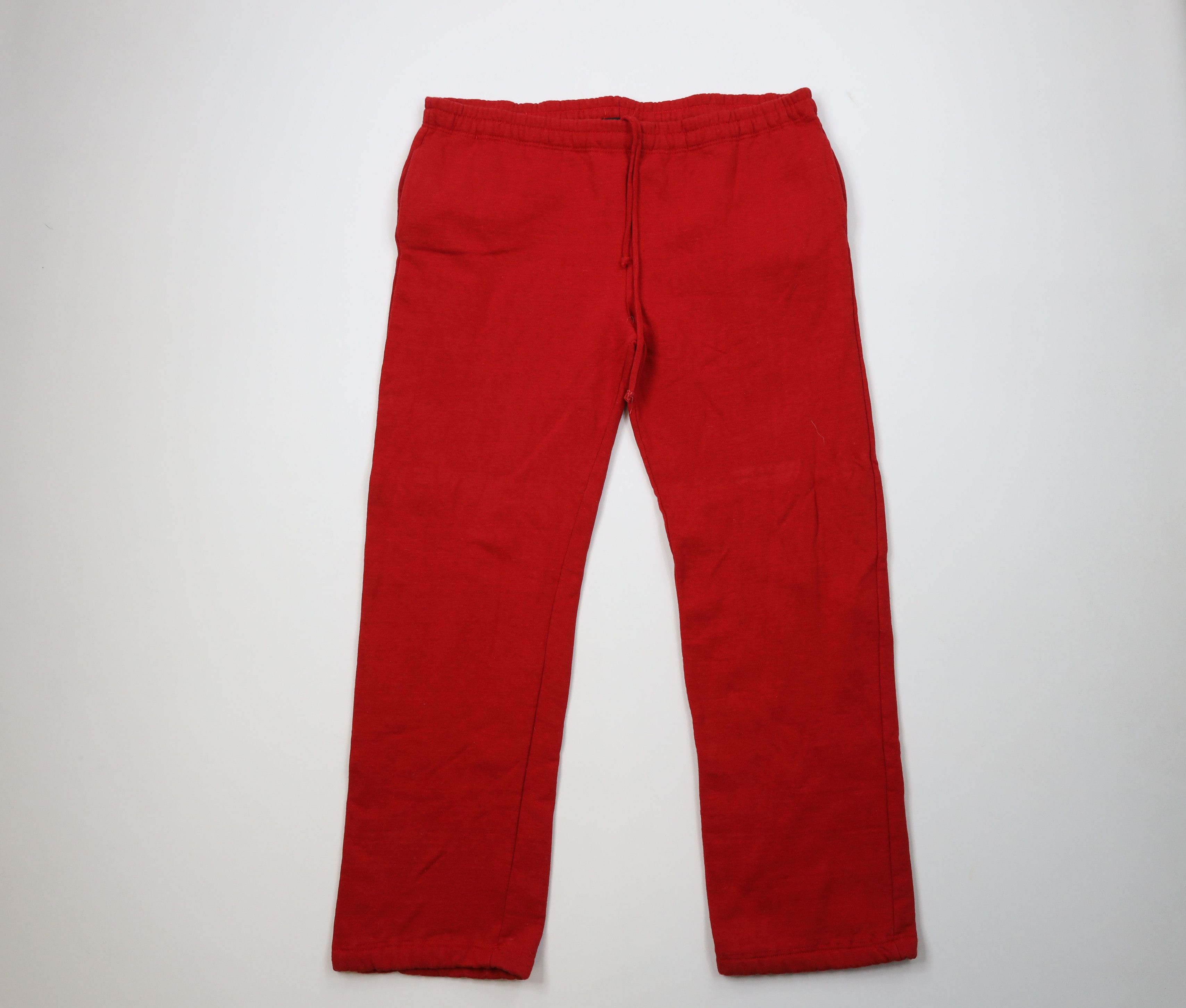 Vintage Vintage 70s Streetwear Distressed Blank Sweatpants Pants Red Size US 34 / EU 50 - 1 Thumbnail