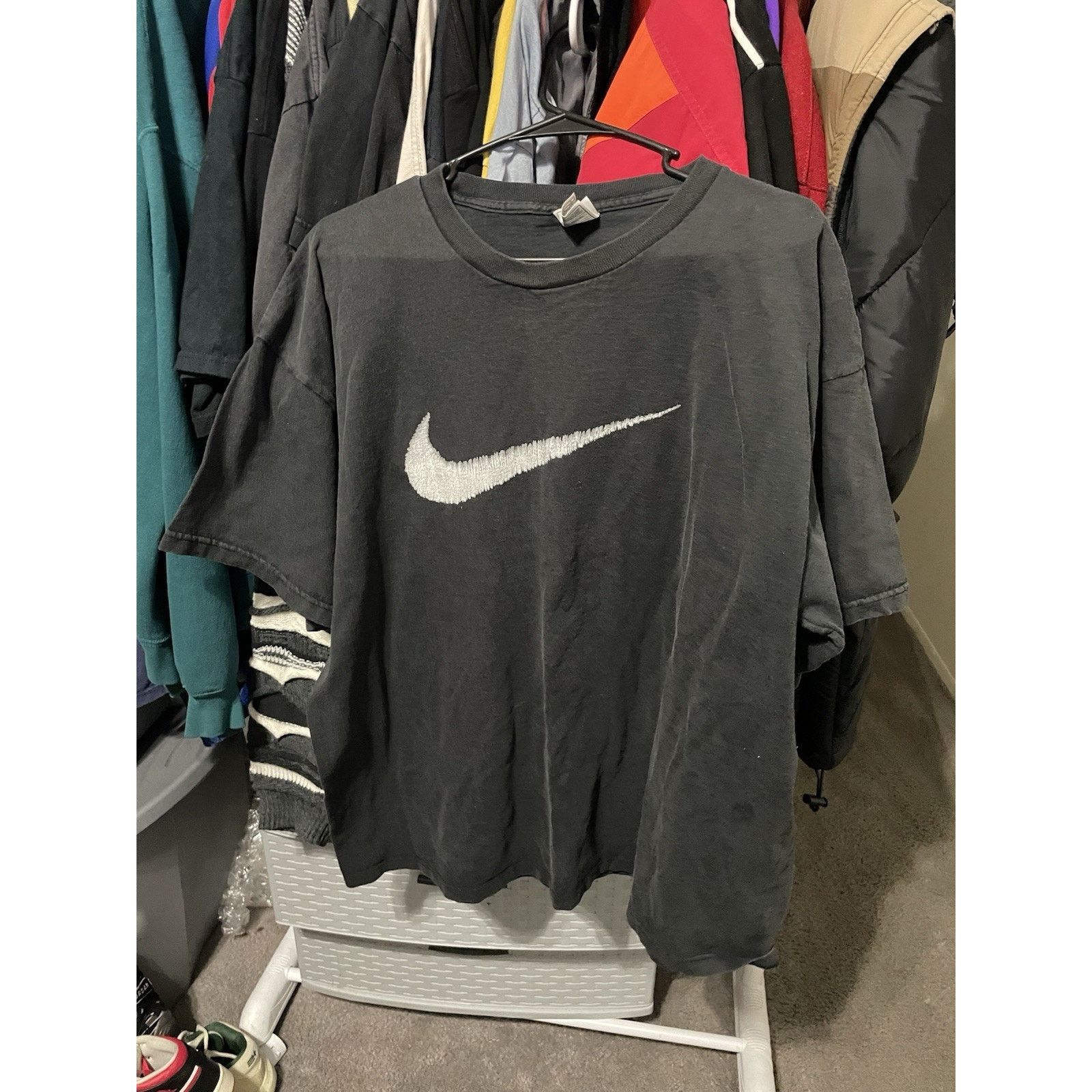 Nike Size XL- Vintage 90’s Nike Center Big Swoosh Scribble Tee Size US XL / EU 56 / 4 - 1 Thumbnail