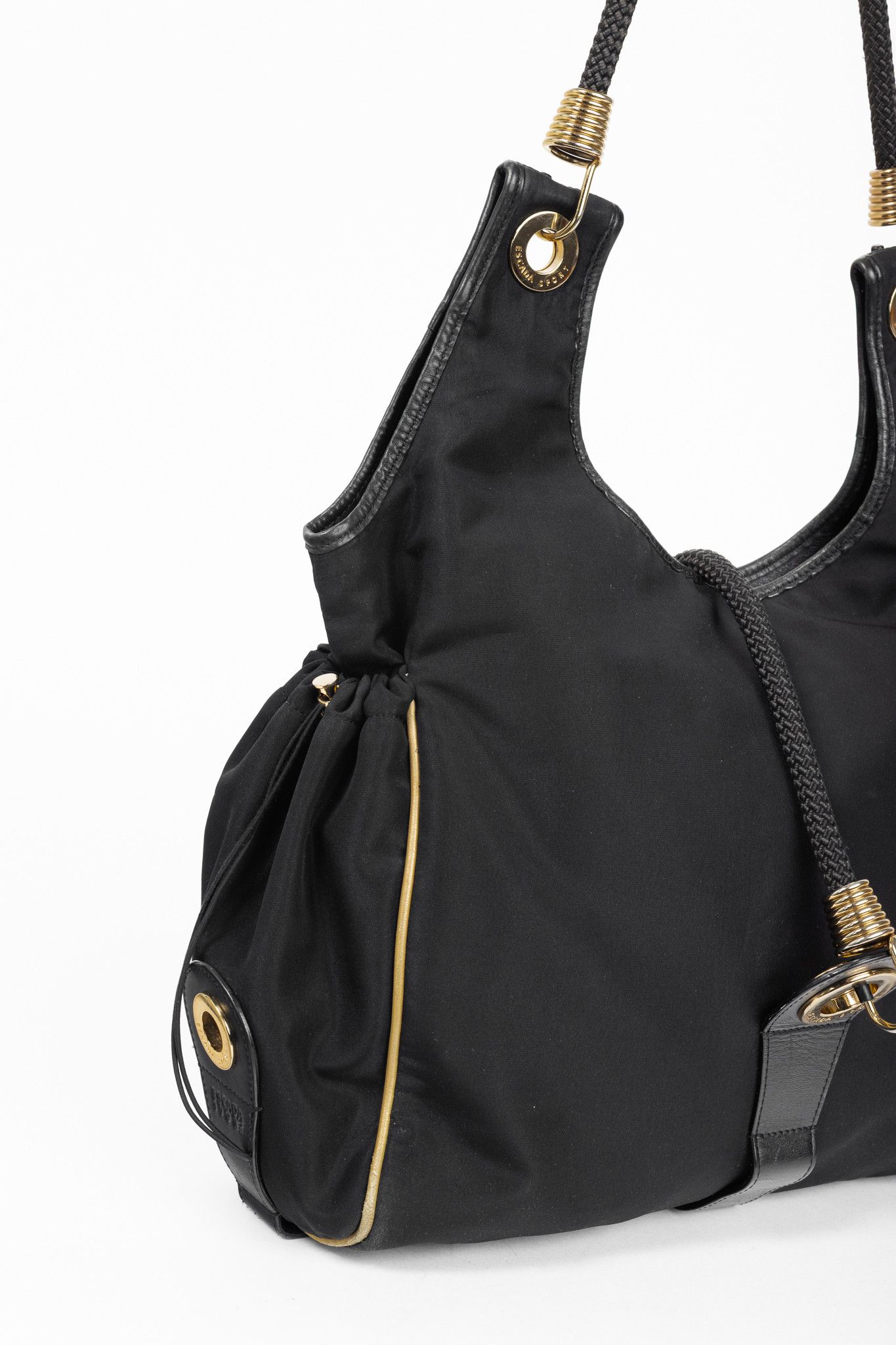 Escada Sport Escada Sport Black Nylon Leather-Trim Rope-Strap Hobo Size ONE SIZE - 7 Thumbnail