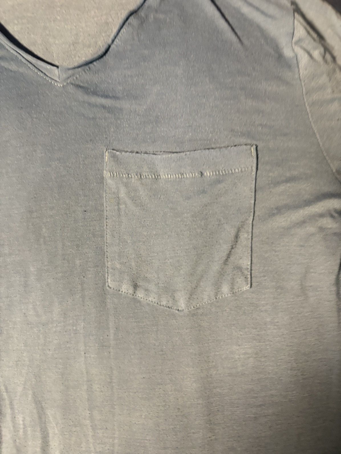H&M Men's Light Blue V-Neck Short Sleeve T with Chest Pocket Size US L / EU 52-54 / 3 - 9 Thumbnail