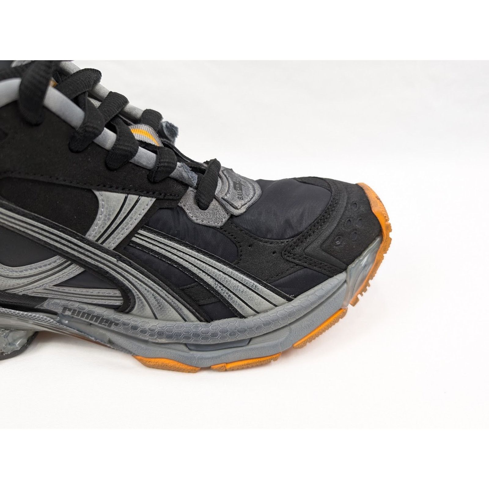 Balenciaga o1rshd1 Nylon Suede Runners in Black/Grey/Fluo Orange Size US 9 / EU 42 - 4 Thumbnail