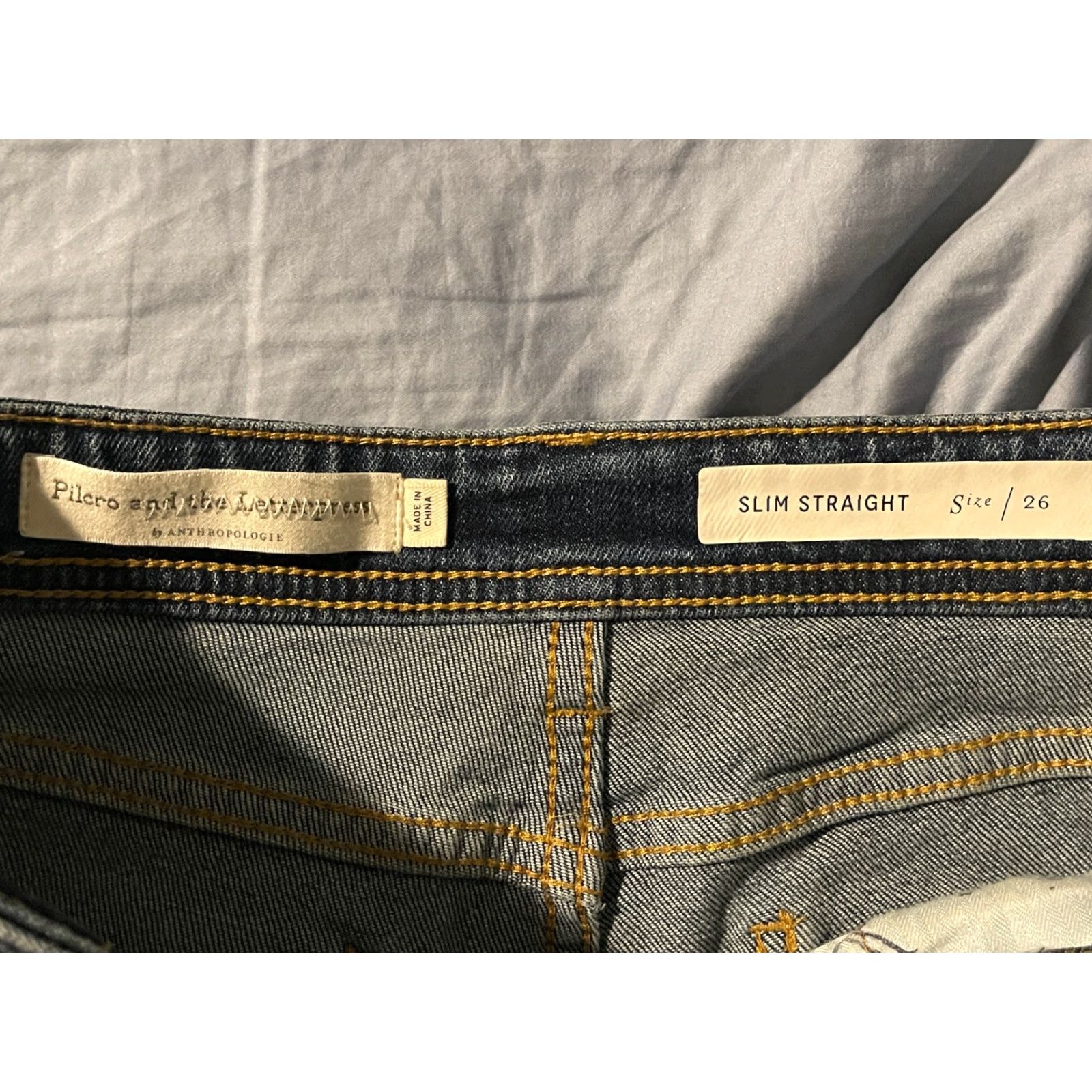 Anthropologie Pilcro and the Letterpress Anthropologie Embroidered Cuff Slim Straight Jeans 26 Size 26" / US 2 / IT 38 - 4 Thumbnail