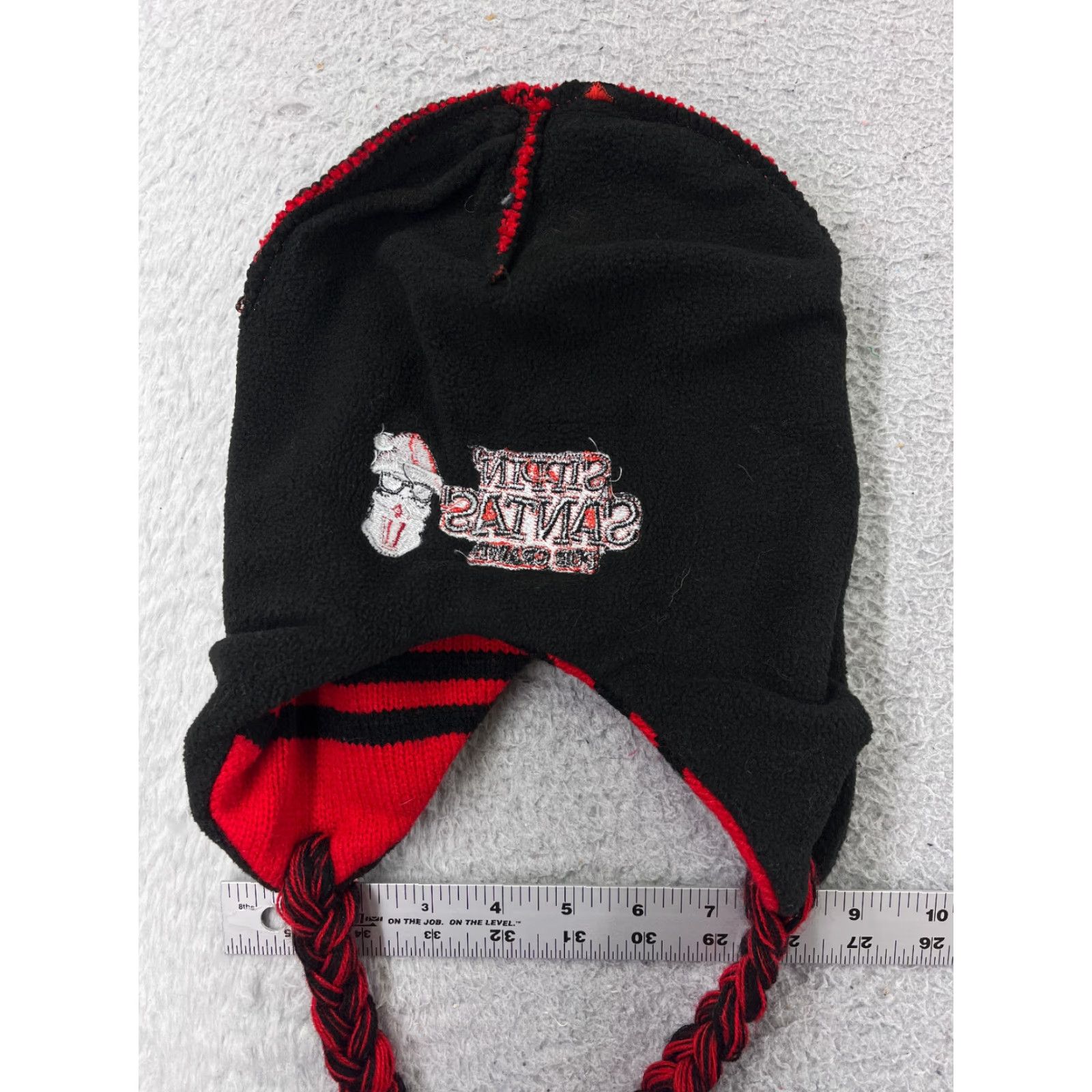 Vintage Jetline Prime Beanie Hat Adult One Size Red Knit Ear Flap Sippin’ Santas Pub Crawl 90s Theme Mens Holiday Winter Size ONE SIZE - 4 Thumbnail