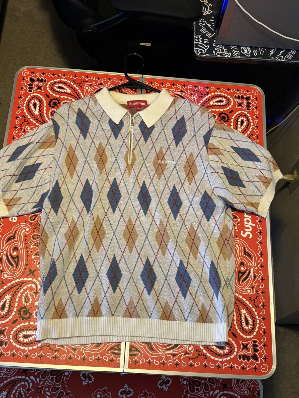 トップス Supreme Argyle Zip Polo Supreme Argyle Zip Polo (FW21) - $118