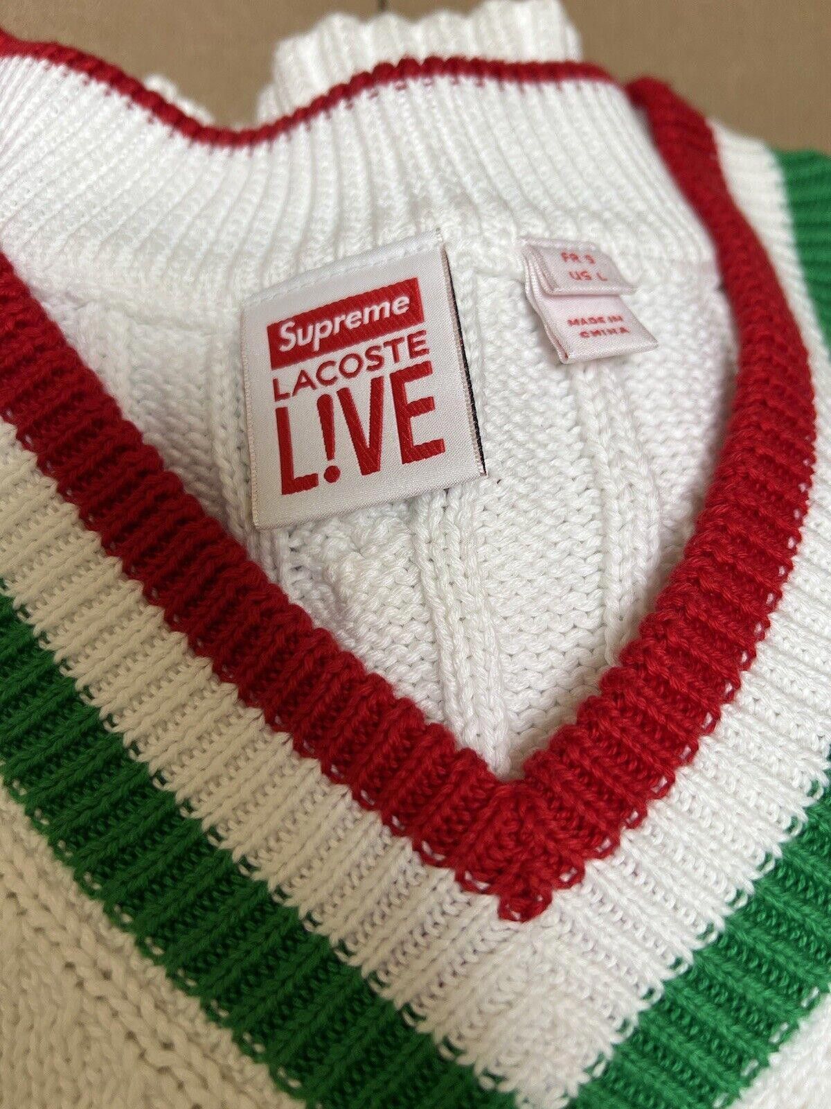 Supreme SS17 SUPREME LACOSTE Tennis Sweater V Neck Cable Knit L Size US L / EU 52-54 / 3 - 3 Thumbnail
