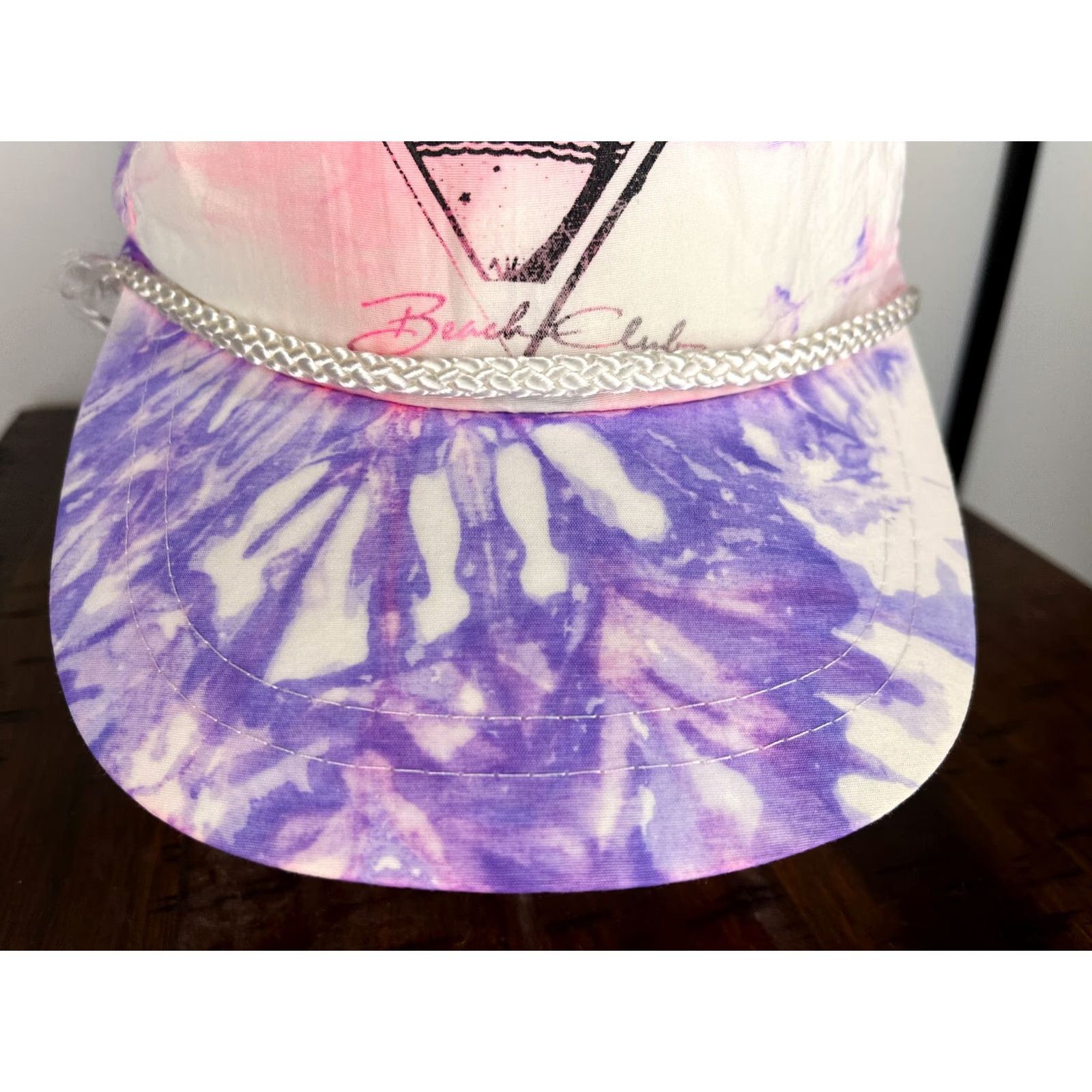 Vintage VINTAGE McConaughy Beach Club Hat Cap Snap Back Adult Pink Purple Tie Dye Palm Sunset Size ONE SIZE - 3 Thumbnail