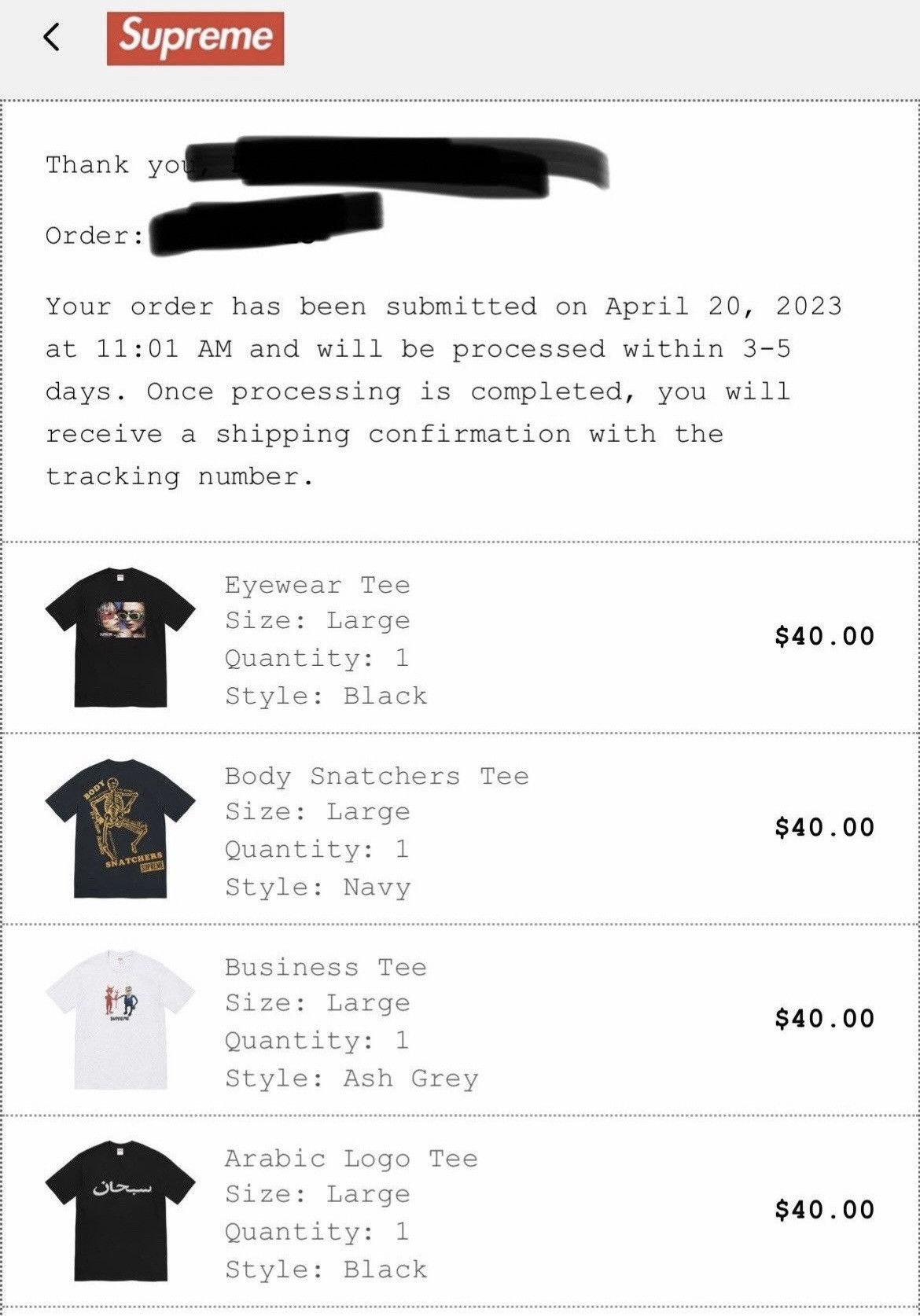 Supreme Body Snatchers tee Size US L / EU 52-54 / 3 - 5 Thumbnail