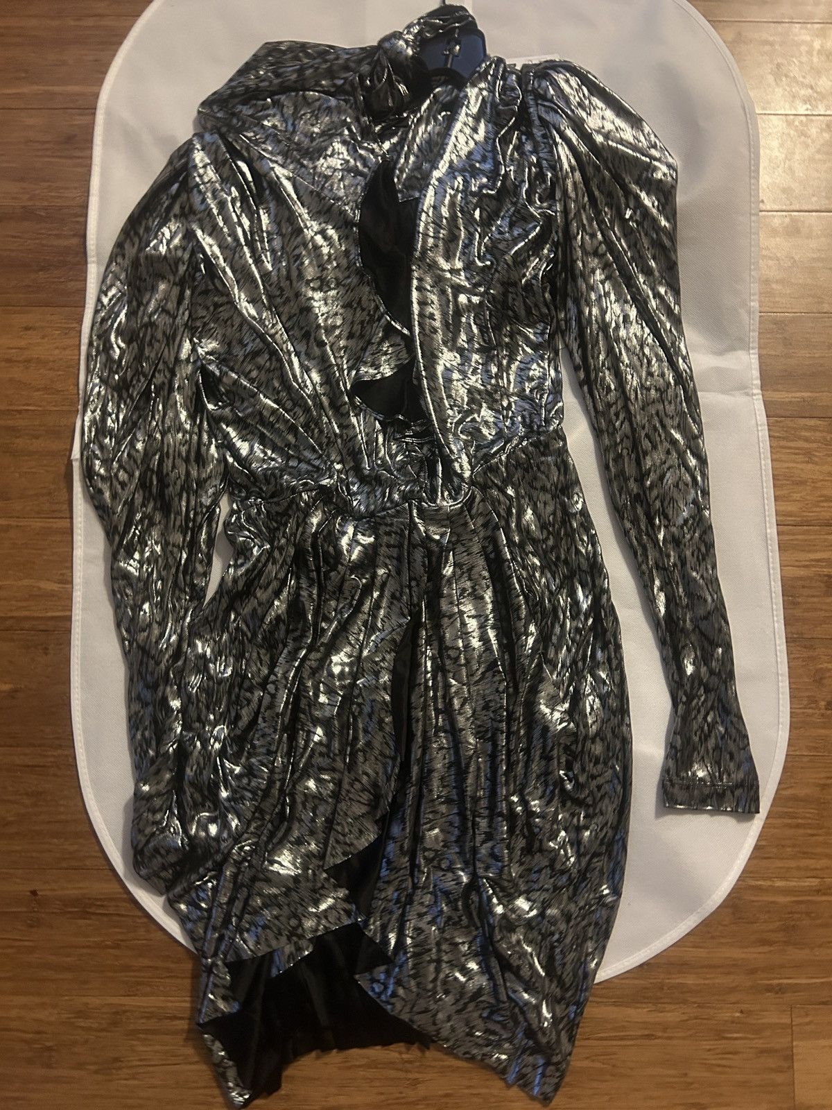 Isabel Marant ISABEL MARANT Draped leopard-print lamé Mini Dress Silver Size S / US 4 / IT 40 - 6 Thumbnail