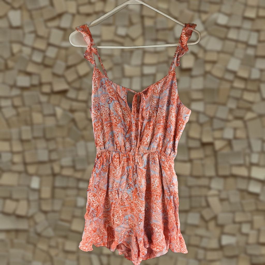Vintage Cupcakes & Cashmere Romper Size S Floral Paisley Ruffle Sleeve Elastic Waist NWT Size 36" / US 14 / IT 50 - 1 Thumbnail