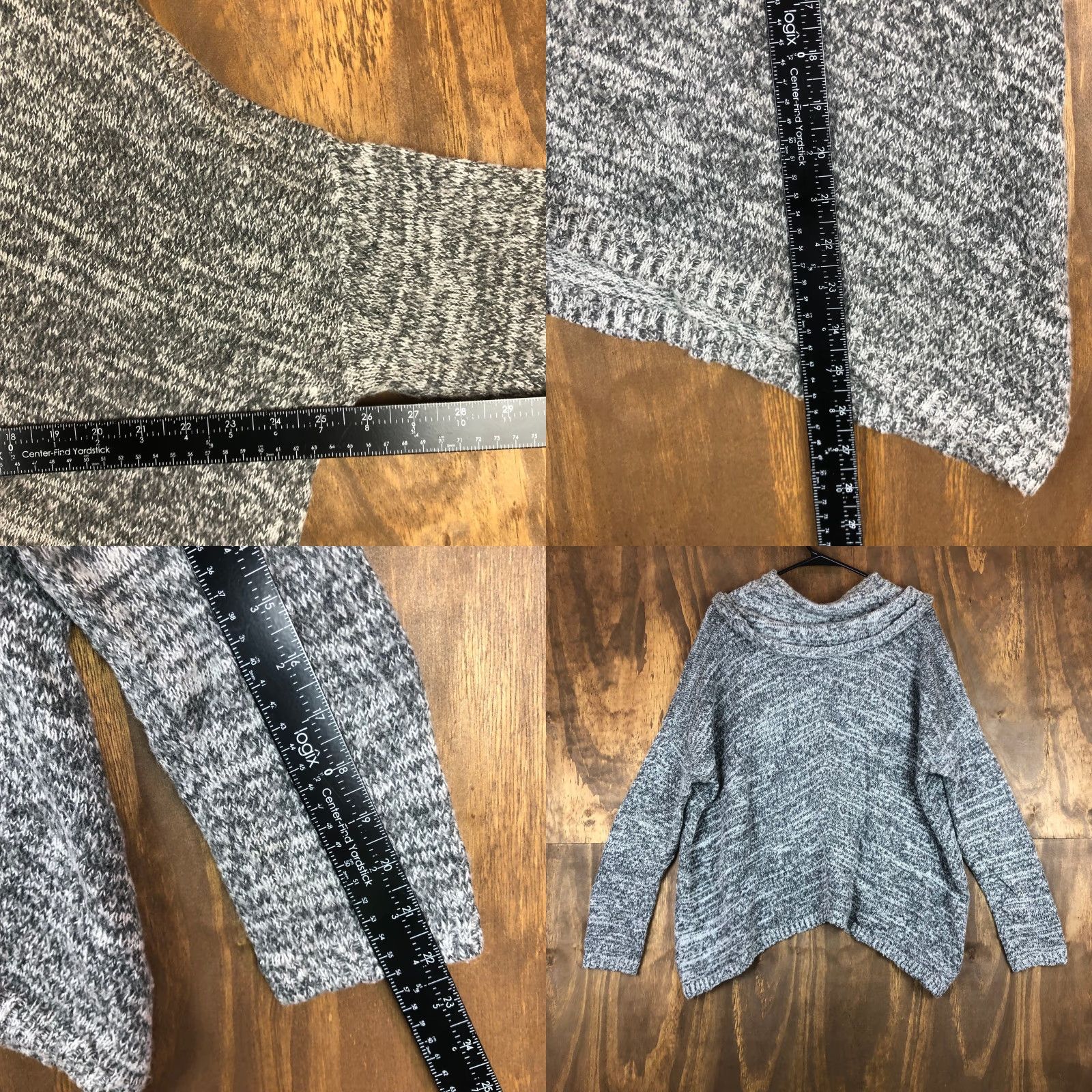Express Express Womens Sweater Gray Mohair Wool Blend Cowl Neck Asymmetrical Hem M/L Size M / US 6-8 / IT 42-44 - 8 Thumbnail