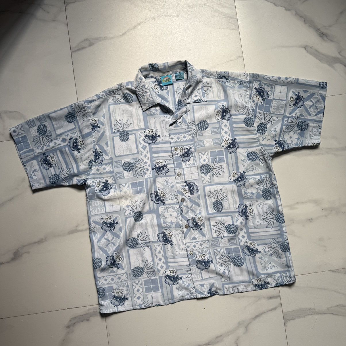 Nickelodeon Vintage Y2K SpongeBob Squarepants Aloha Shirt Size US XL / EU 56 / 4 - 3 Thumbnail