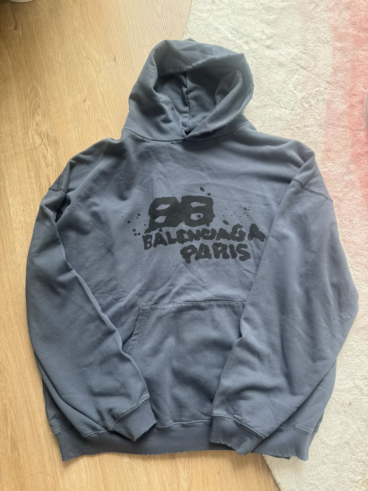Balenciaga Balenciaga Navy Splash-ink hoodie Size US M / EU 48-50 / 2 - 1 Thumbnail