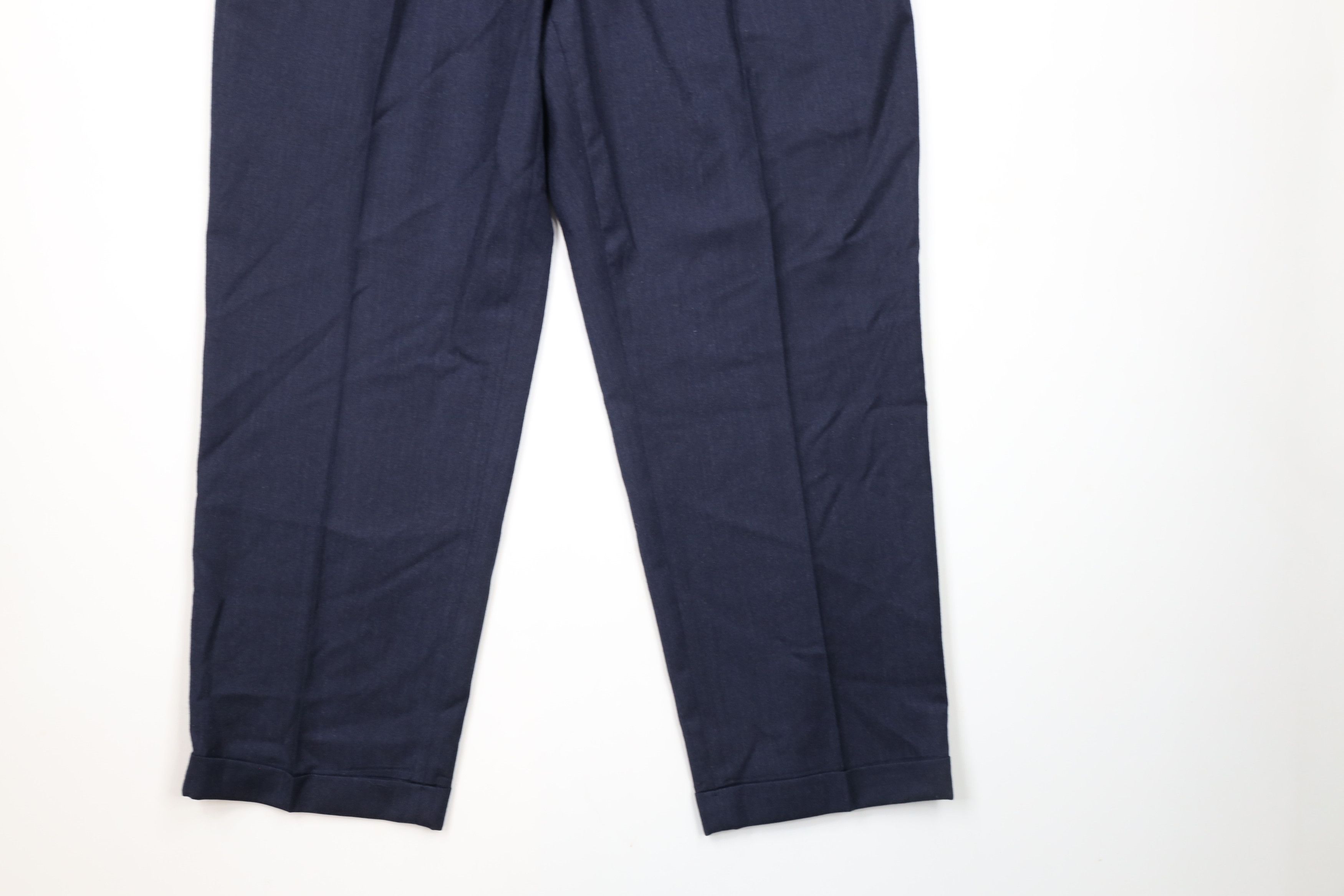 Lands' End × Vintage Vintage 90s Lands End Wide Leg Wool Pants Trousers Navy USA Size US 38 / EU 54 - 4 Thumbnail