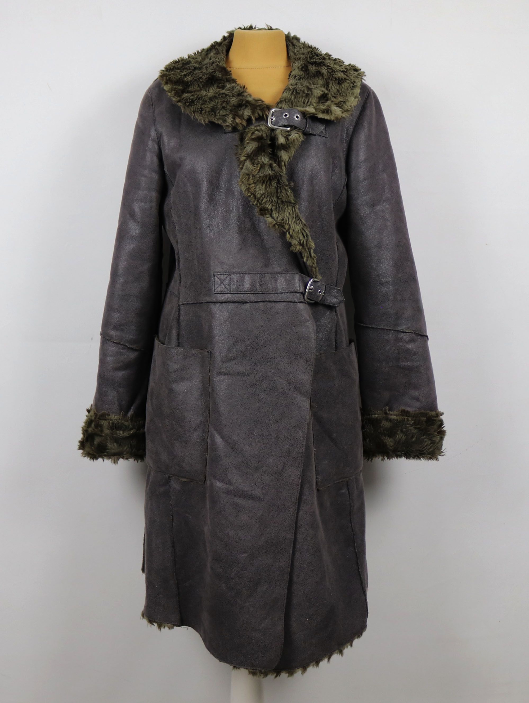 image of Armani Women's Gray Faux Fur Coat ! Size L in Grey