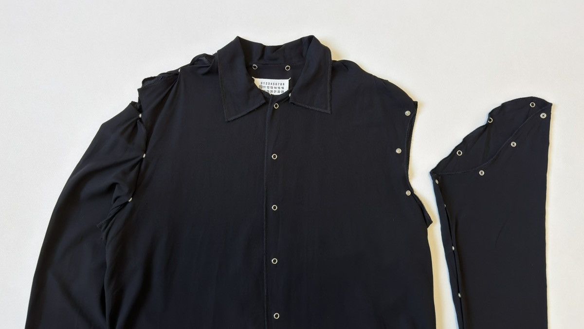 Maison Margiela S/S 17 ‘Metal Popper Detail’ Black Cotton Shirt Size US M / EU 48-50 / 2 - 4 Thumbnail