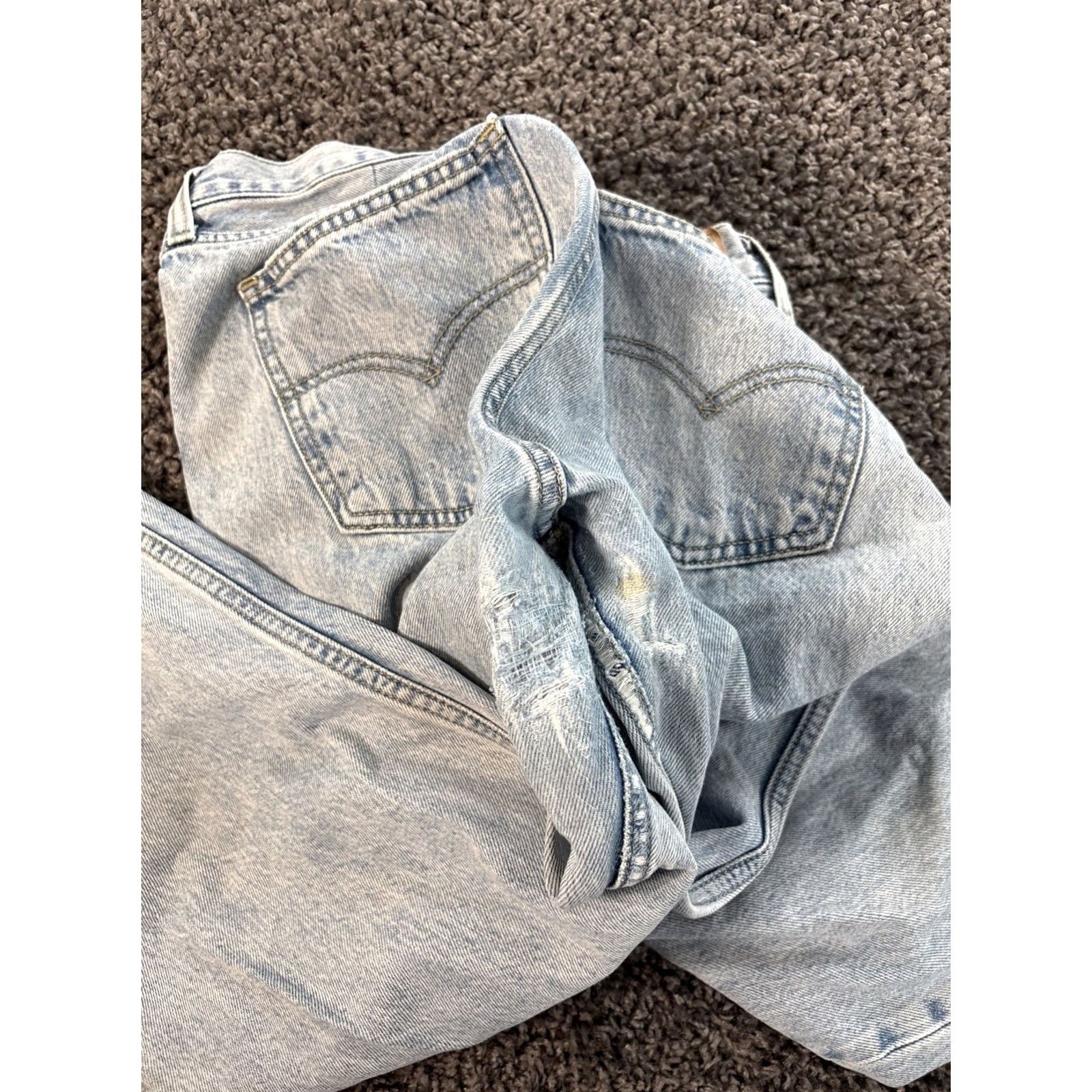 Levi's Levi's Jeans Womens Blue Low Pro Straight Distressed Light Wash Baggy 30 Regular Inseam 30 Denim 100% Cotton Shirt? Size 30" / US 8 / IT 44 - 7 Thumbnail