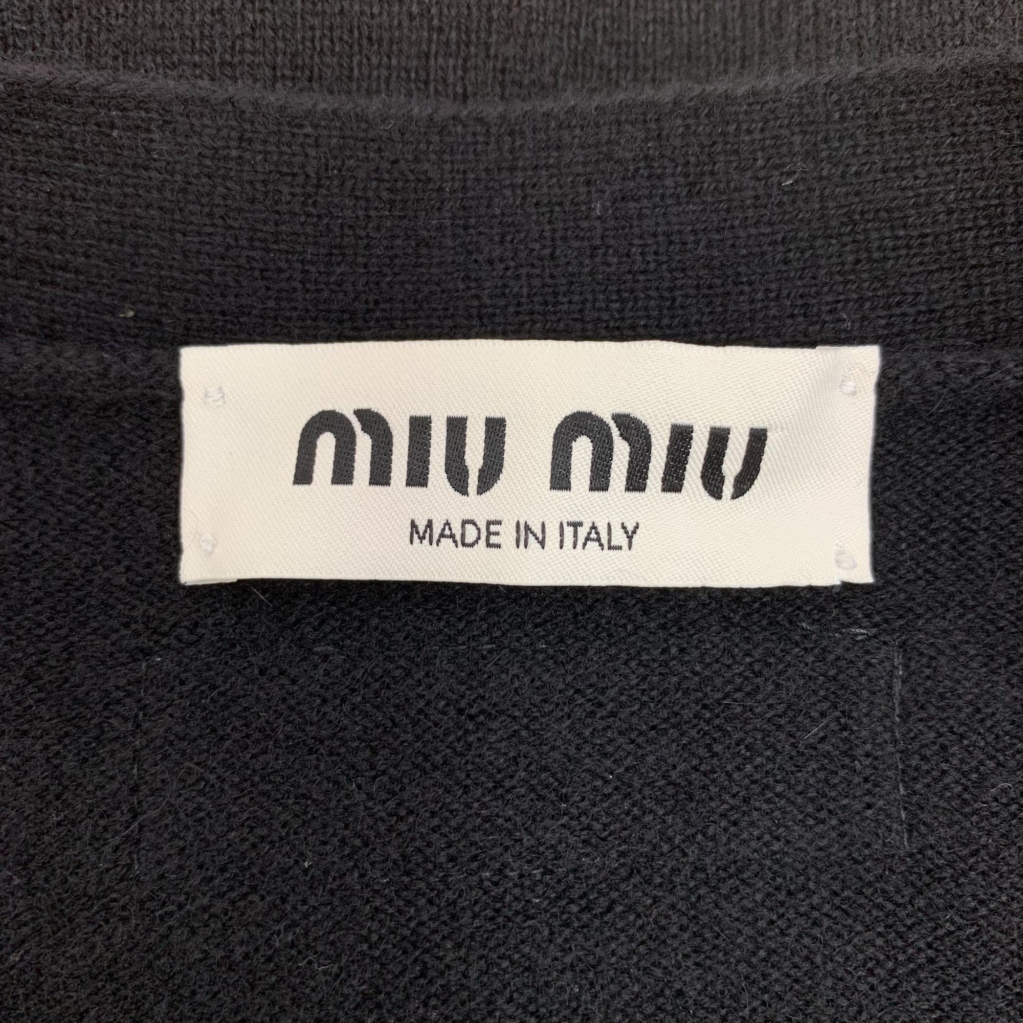 Miu Miu Miu Miu Womens Black Cardigan W/ Gold Buttons & Contrast Cre Size XS / US 0-2 / IT 36-38 - 4 Thumbnail