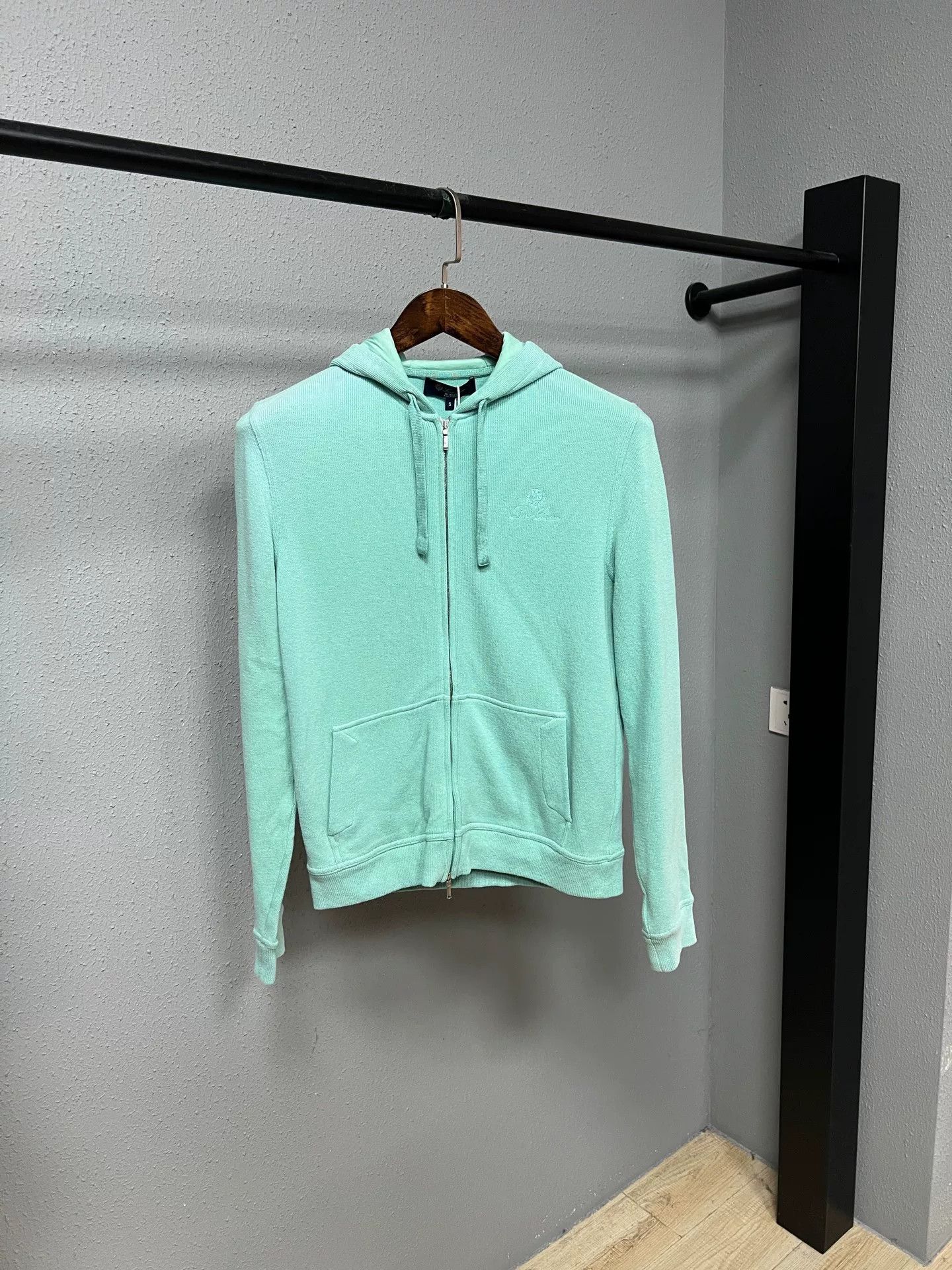 mint green logo hoodie by Loro Piana