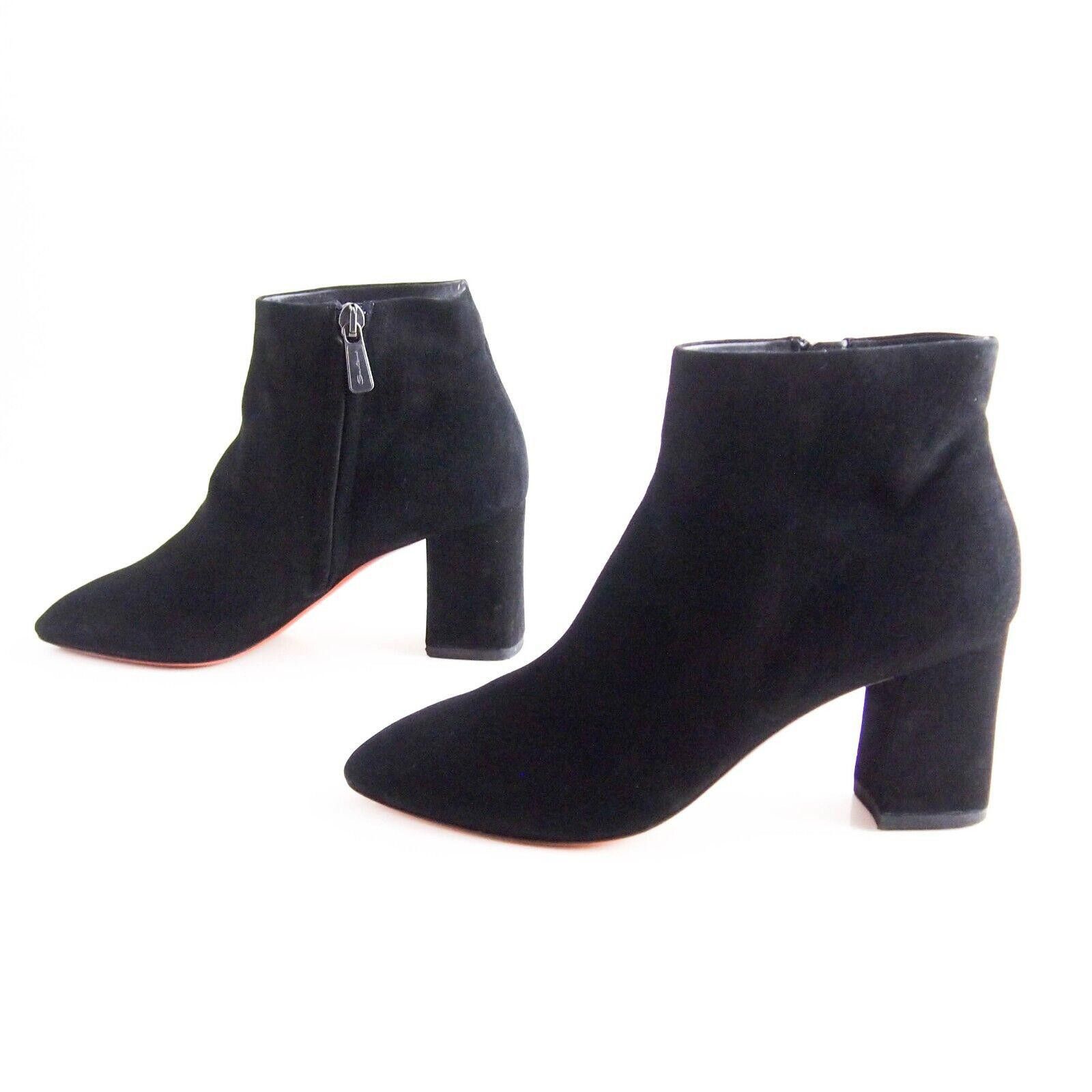 Santoni Santoni Booties Mid Heel Black Suede Size US 6.5 EU 36.5 Size US 6.5 / IT 36.5 - 2 Thumbnail