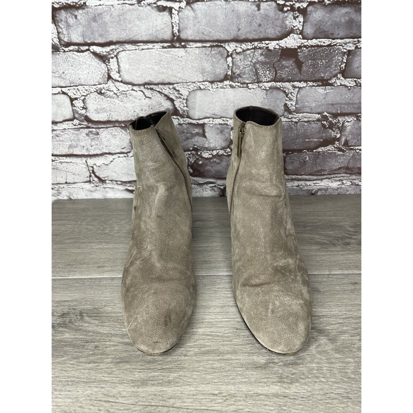 Aquatalia Aquatalia Taupe Suede Leather Side Zip Heel Ankle Booties Wo Size US 10 / IT 40 - 3 Thumbnail