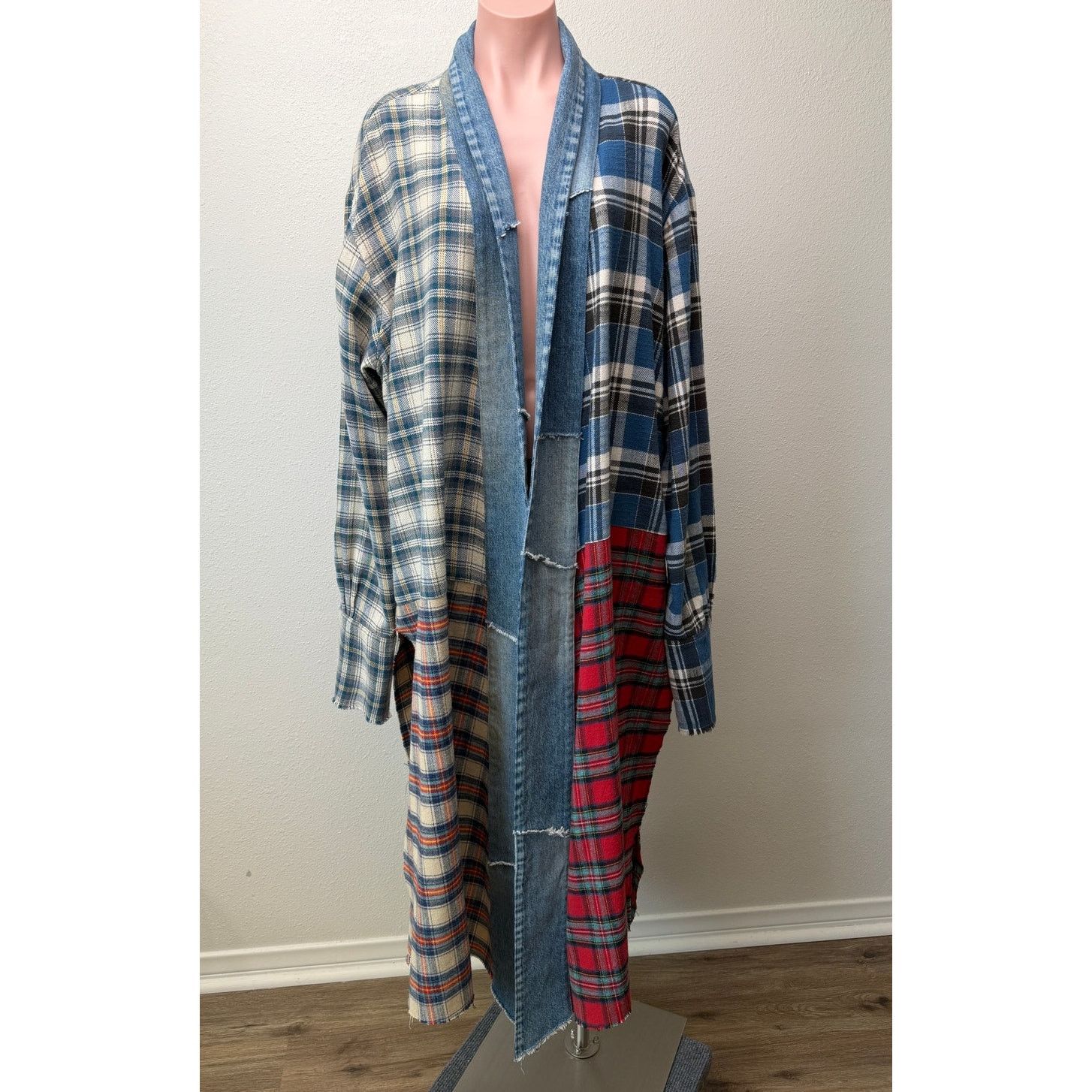 Greg Lauren NWOT Greg Lauren Denim Studio Patchwork Plaid Kimono Coat S Size S / US 4 / IT 40 - 3 Thumbnail
