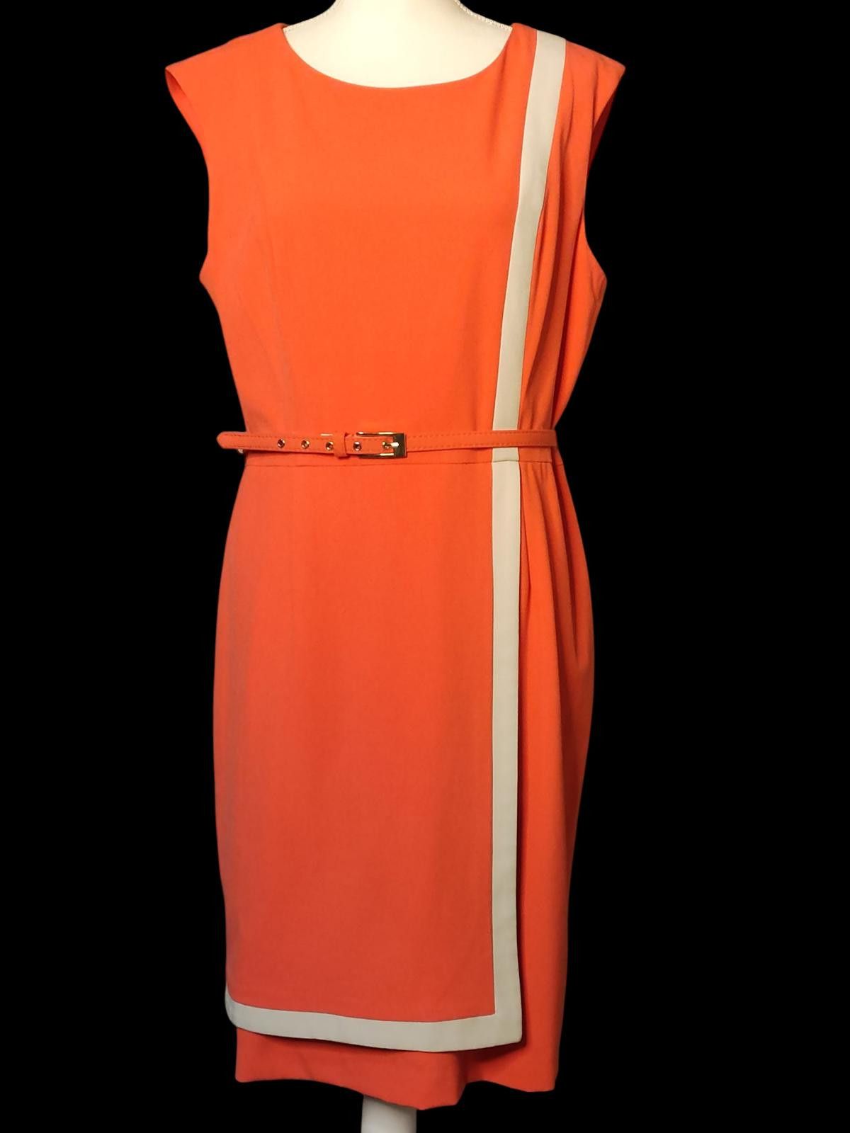 Other Sandra Darren Effortless Elegance Orange Midi Dress Size XL / US 12-14 / IT 48-50 - 3 Thumbnail