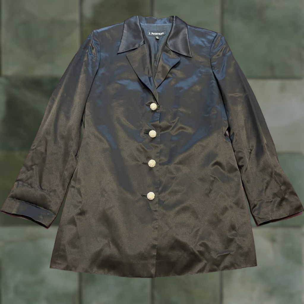 Vintage J. Peterman Silk Blend Blazer Women's Size 12 Black Classic Jacket Size XL / US 12-14 / IT 48-50 - 1 Thumbnail