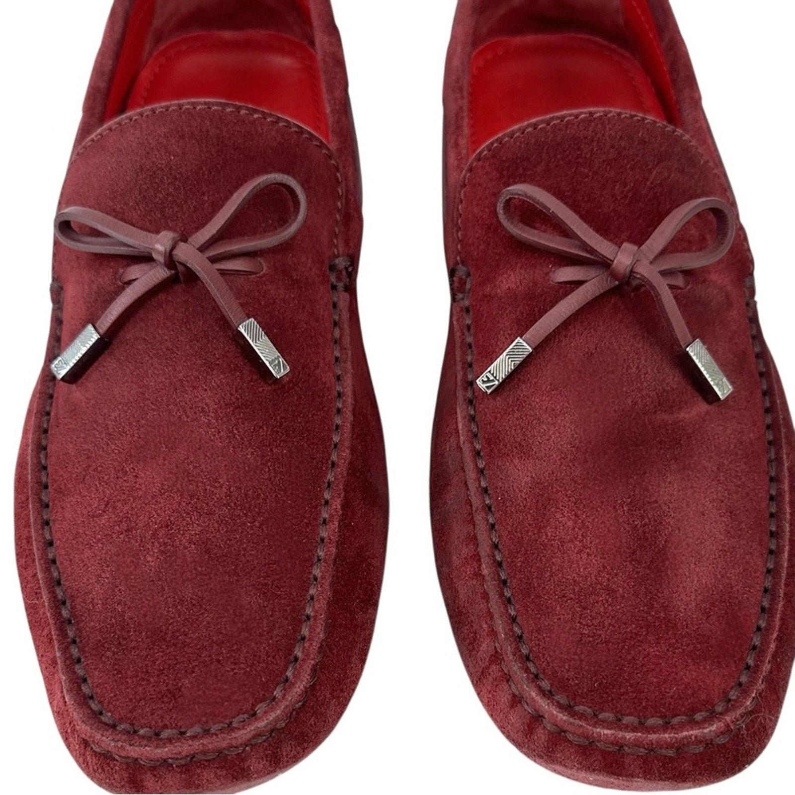 Ermenegildo Zegna Burgundy Red Suede Leather Driving Shoes Loafers Size US 8 / EU 41 - 4 Thumbnail