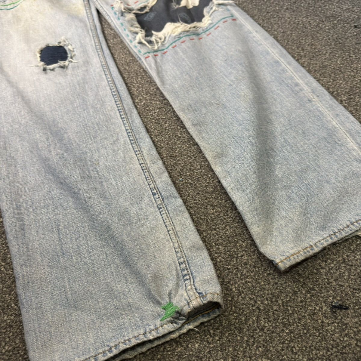 14th Addiction Vintage Destroyed Levis 502 Denim Sashiko Custom Grunge Jean Size US 36 / EU 52 - 6 Thumbnail