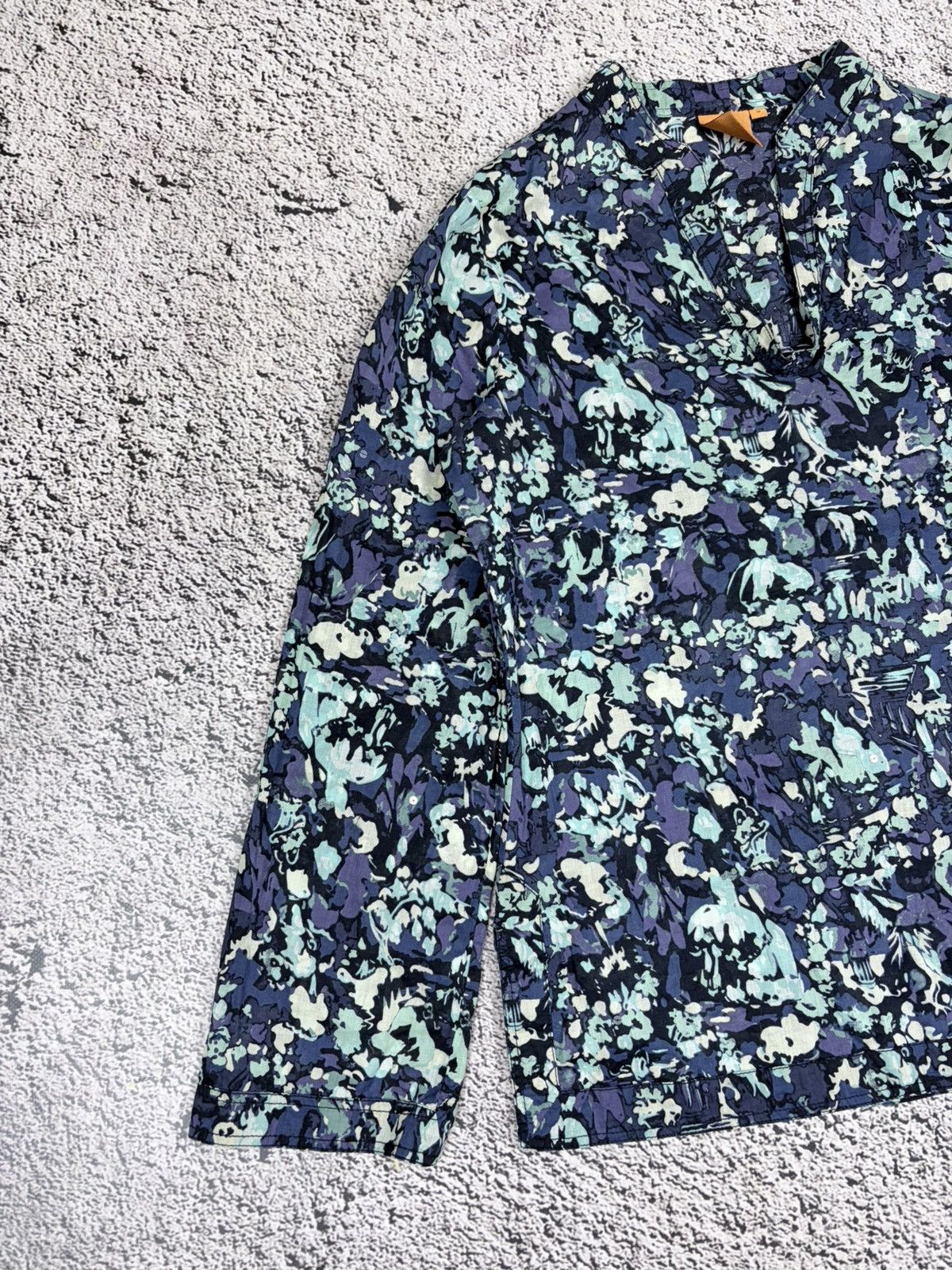 Tory Burch Vintage Tory Burch Blue Abstract Floral Tunics Blouse 12 Size M / US 6-8 / IT 42-44 - 2 Thumbnail