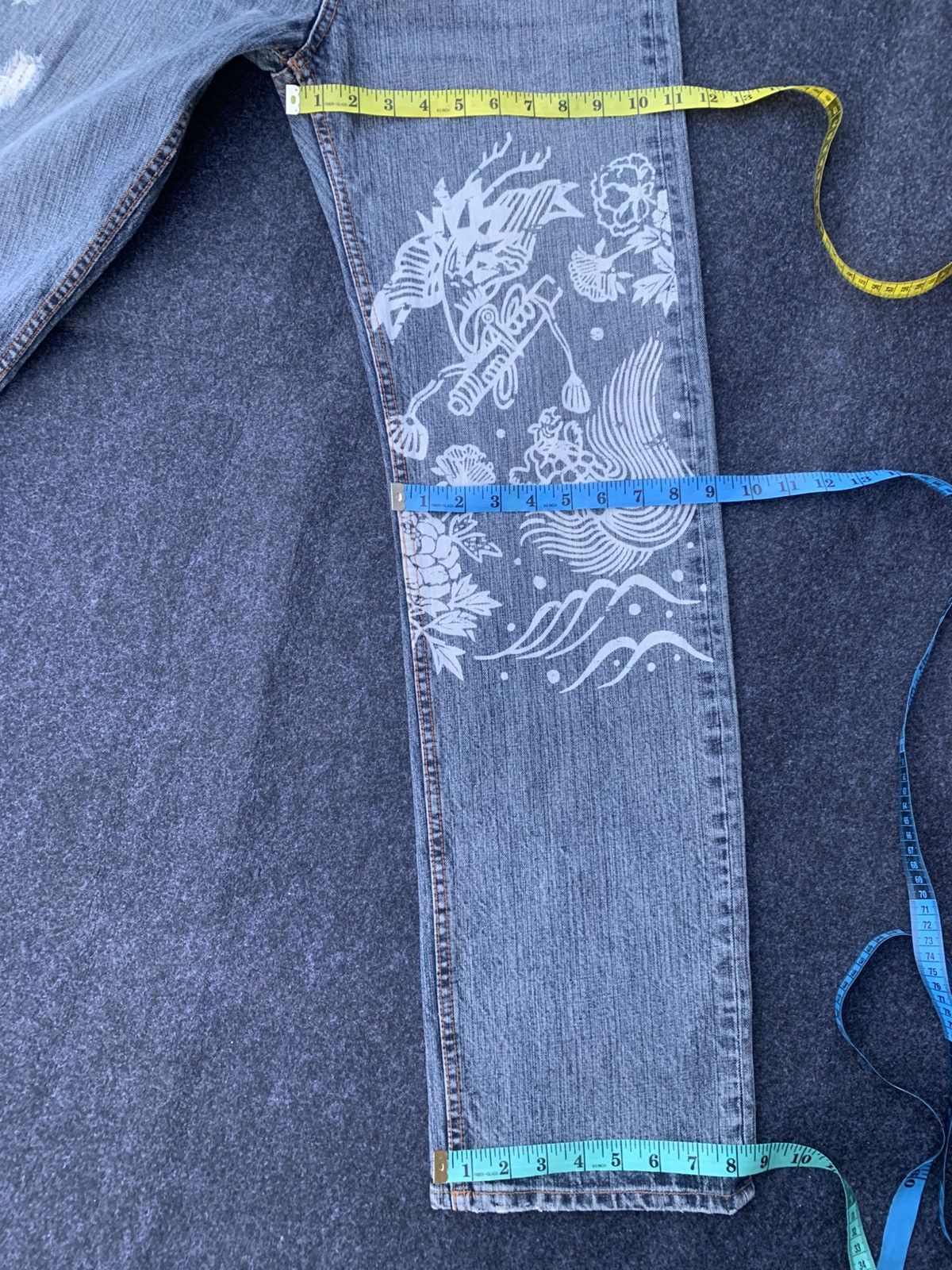 Karakuri Tamashii Distressed Sukajan jeans like karakuri tamashi Sukajan. Size US 28 / EU 44 - 4 Thumbnail